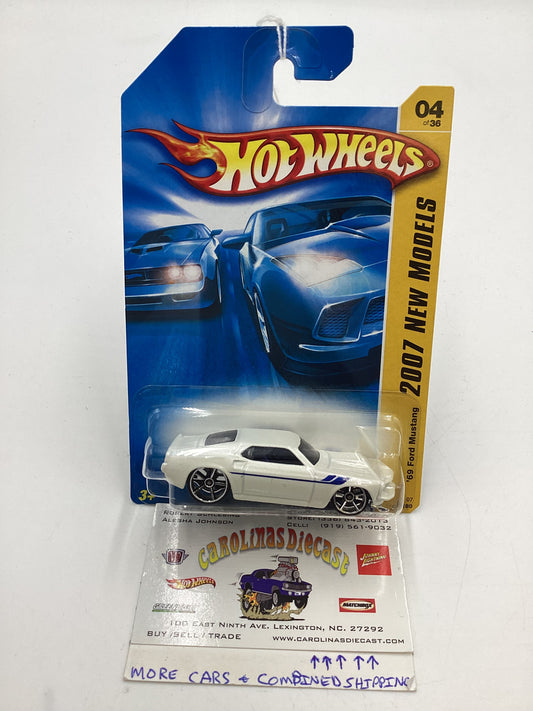 2007 Hot Wheels New Models #4 69 Ford Mustang White 26G