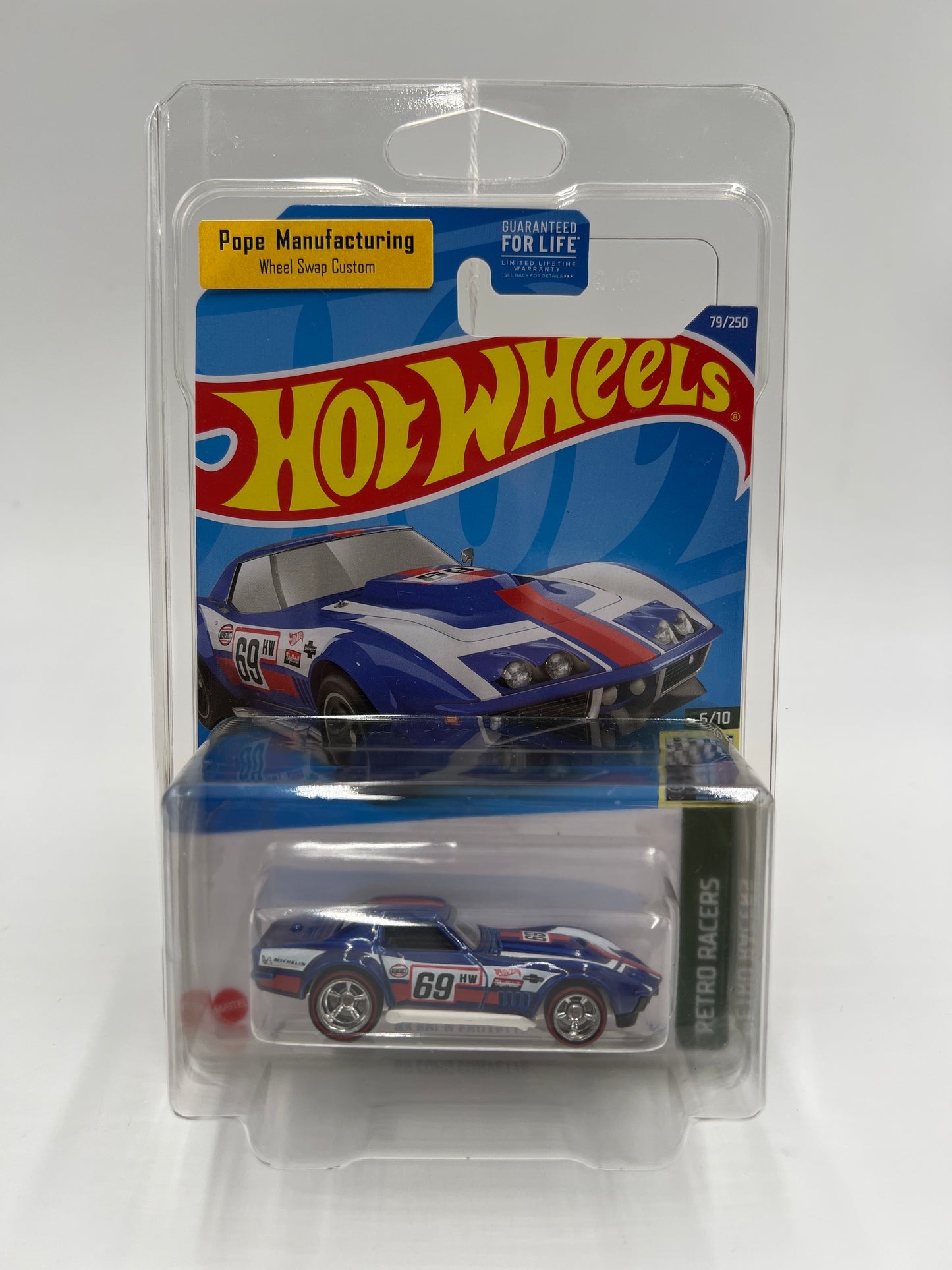 Hot Wheels 69 Copo Corvette Blue Wheel Swap Custom On Card W/Protector SR