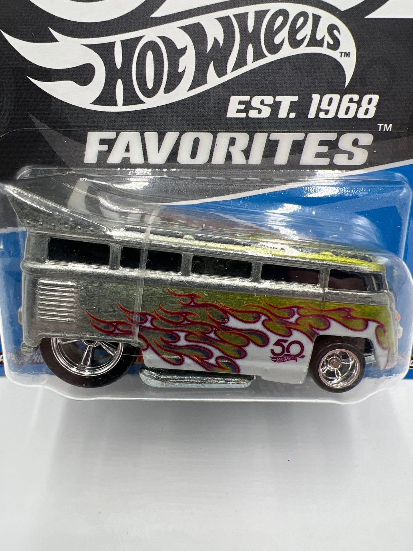 2018 Hot Wheels 50th Favorites #6 Volkswagen T1 Drag Bus Silver 258D