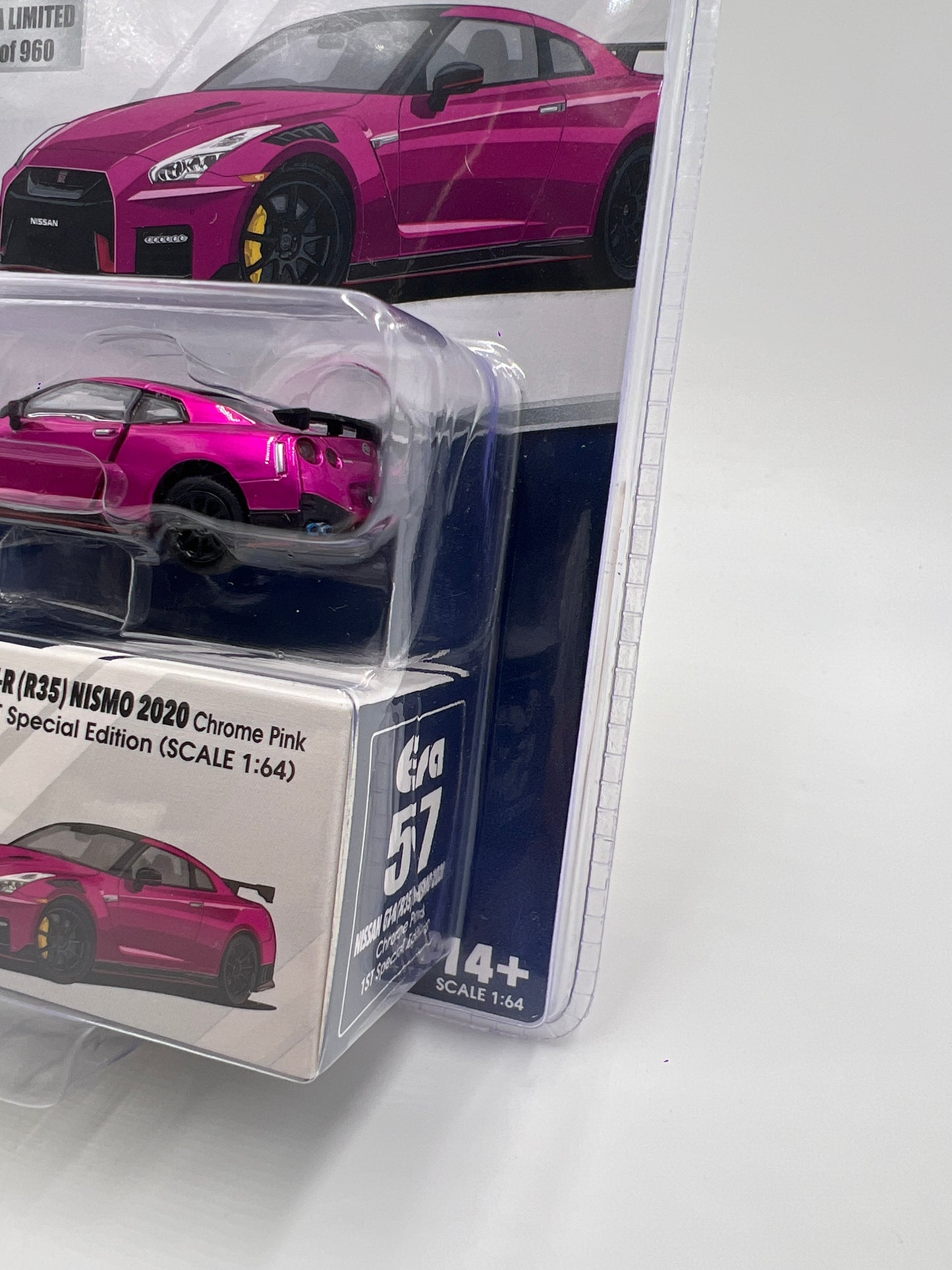 Era Car USA Exclusive 1/960 Nissan GT-R Nismo 2020 Chrome Pink 1st Special Edition W/Opening Doors & Hood
