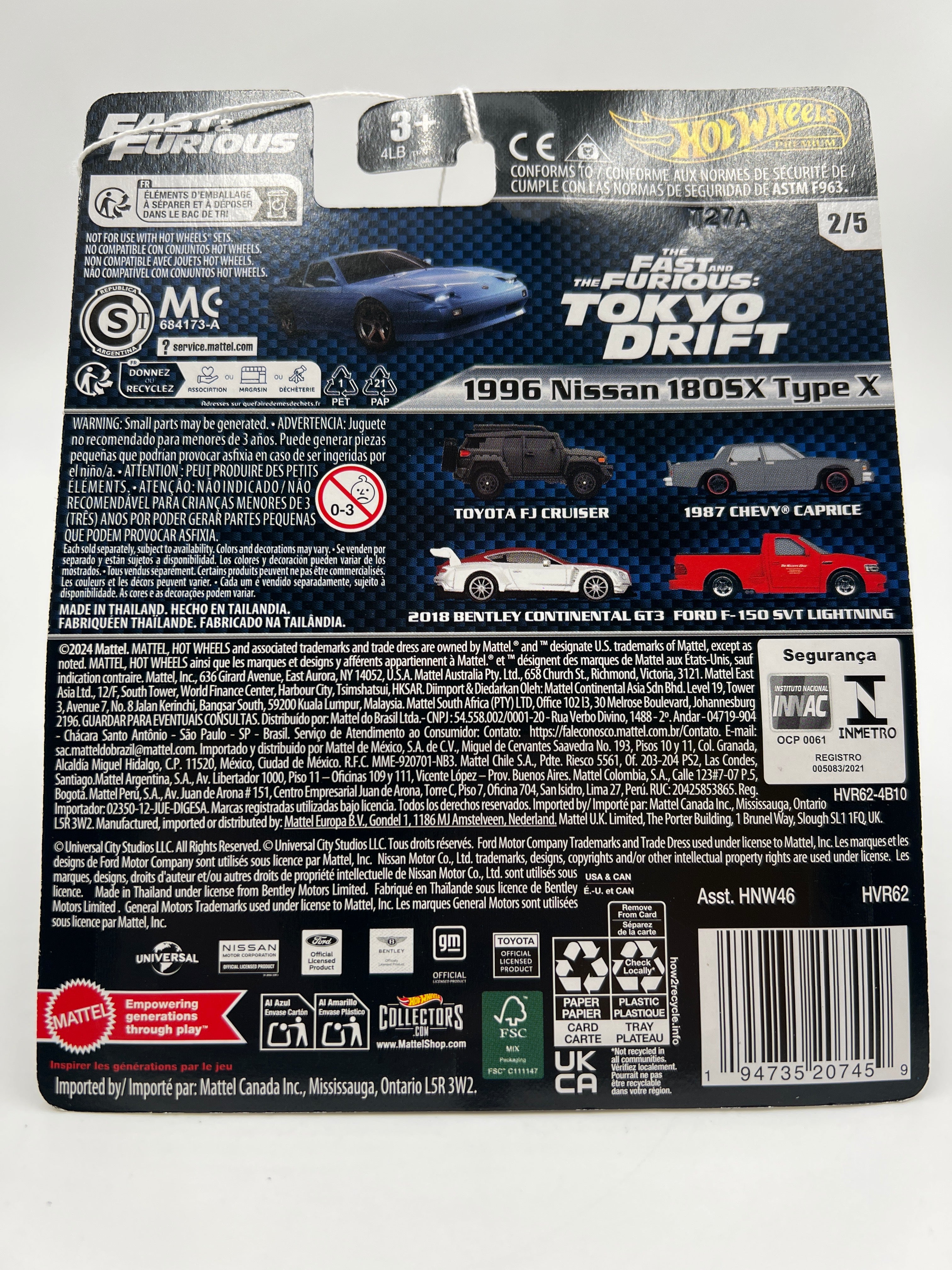 2024 Hot Wheels Car Culture Fast & Furious #2 1996 Nissan 180SX