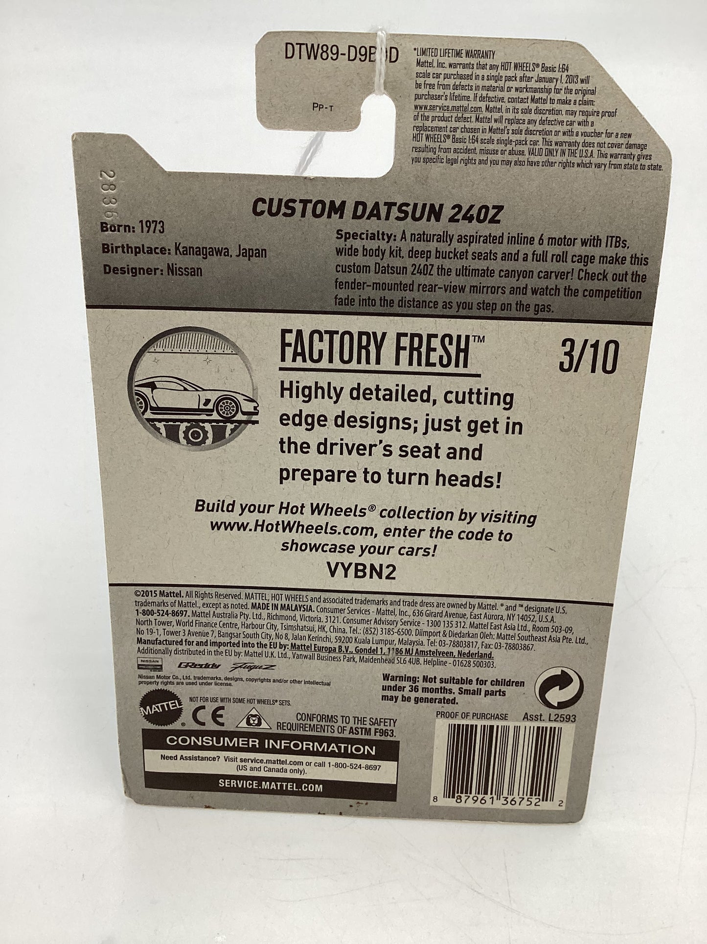 2017 Hot Wheels Factory Fresh #76 Custom Datsun 240Z White 88G