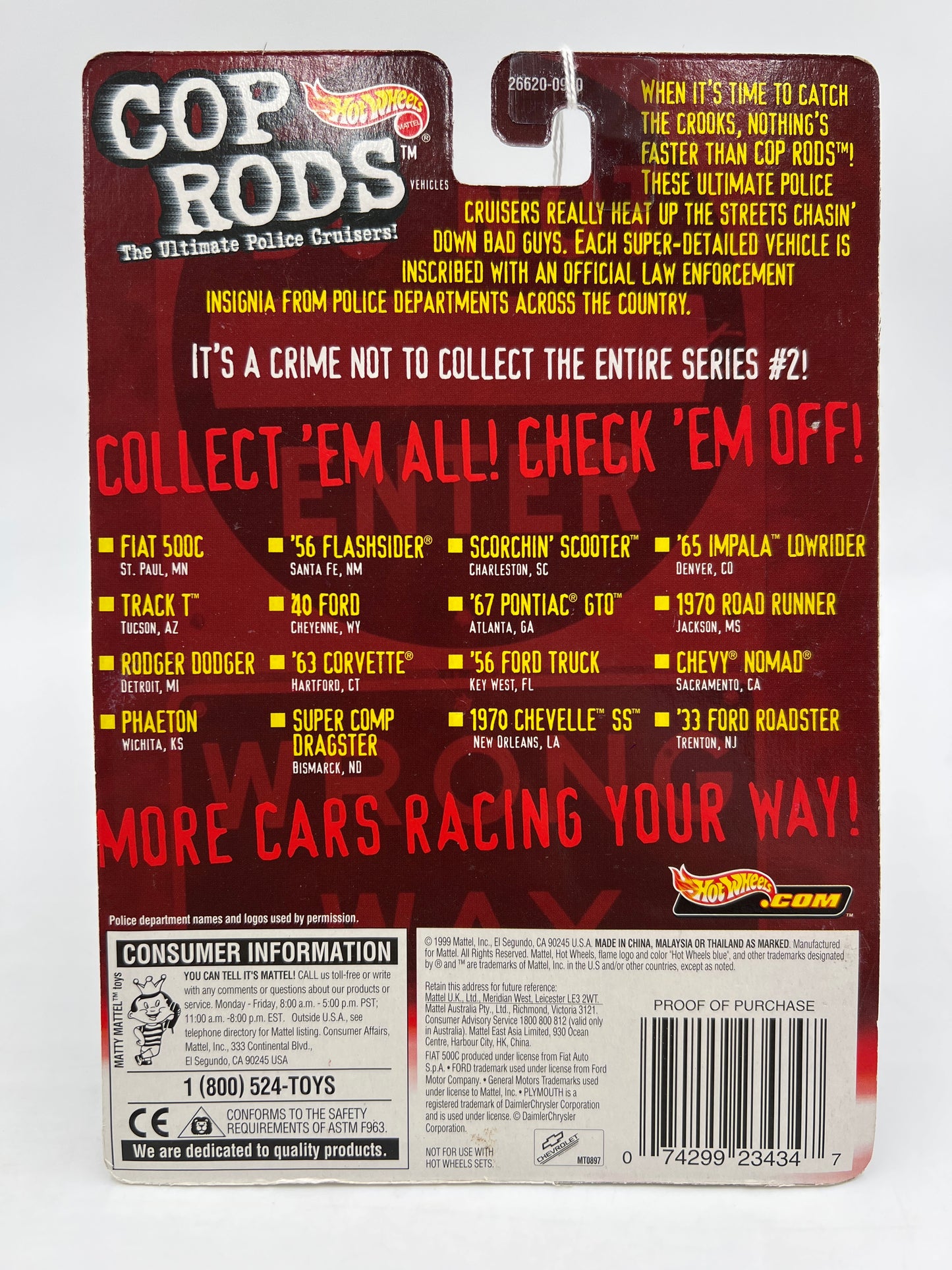 Hot Wheels Cop Rods Series 2 Trenton NJ 33 Ford Roadster W/Real Riders SR