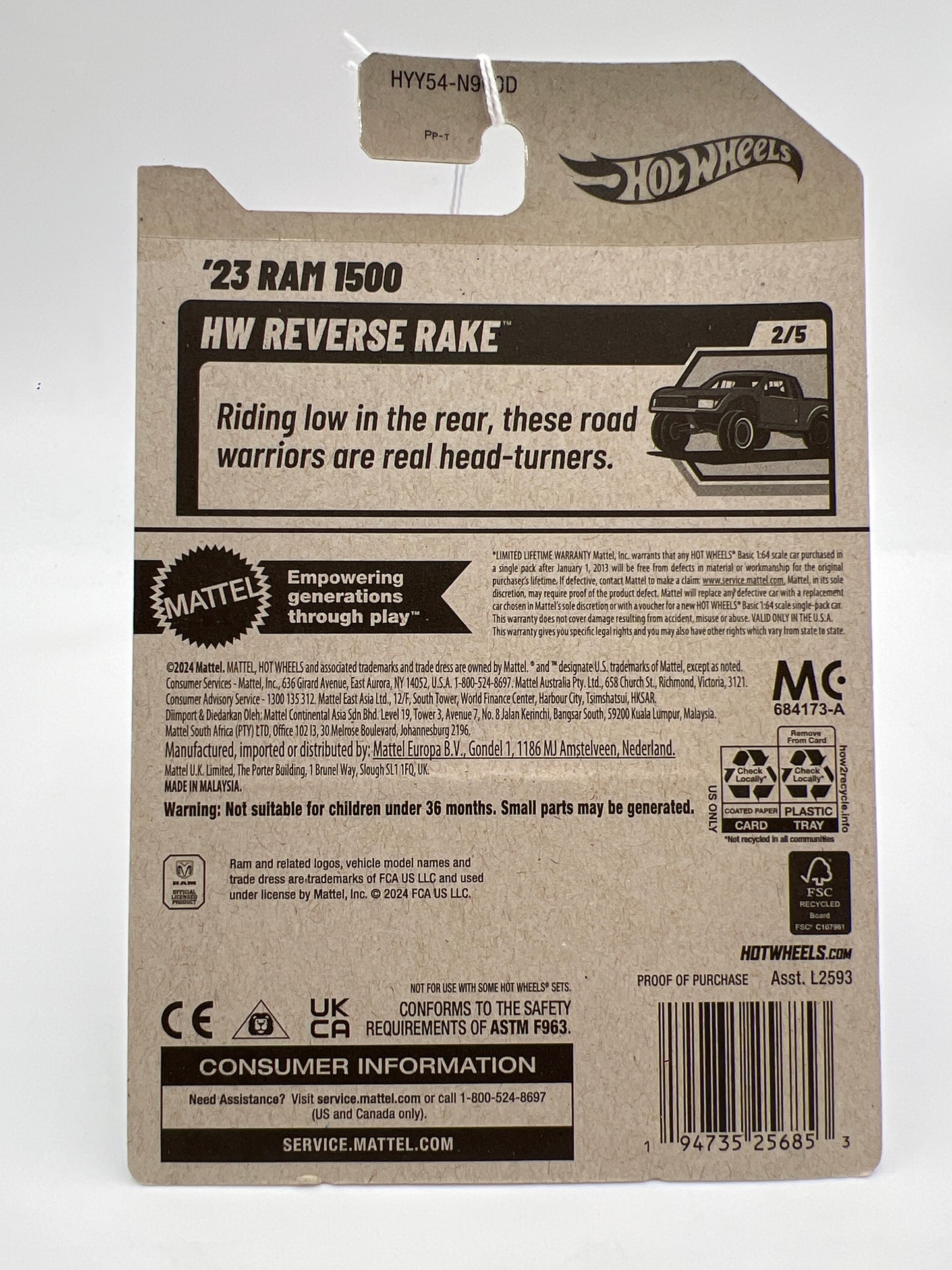 2025 Hot Wheels D Case #96 23 Ram 1500 Black 46E