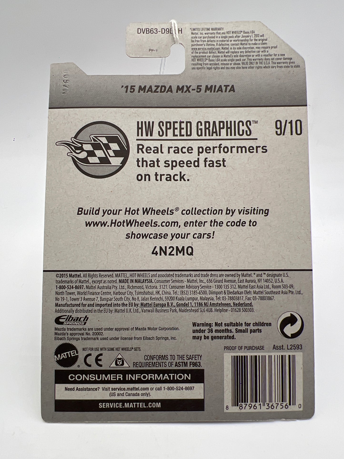 2017 Hot Wheels Speed Graphics #177 15 Mazda MX-5 Miata Blue Eibach 85E