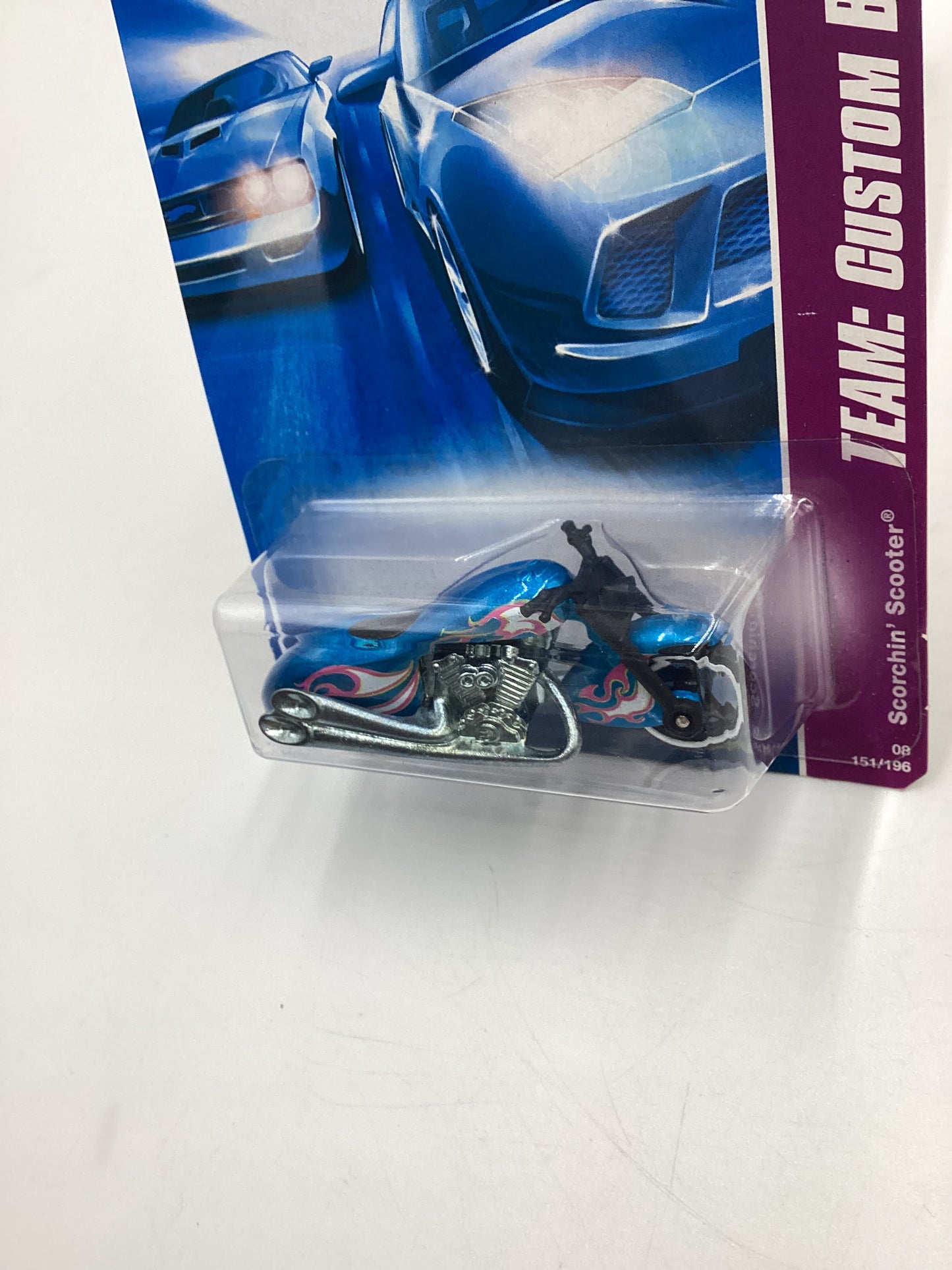 2008 Hot Wheels HW Team: Custom Bikes #151 Scorchin Scooter Blue