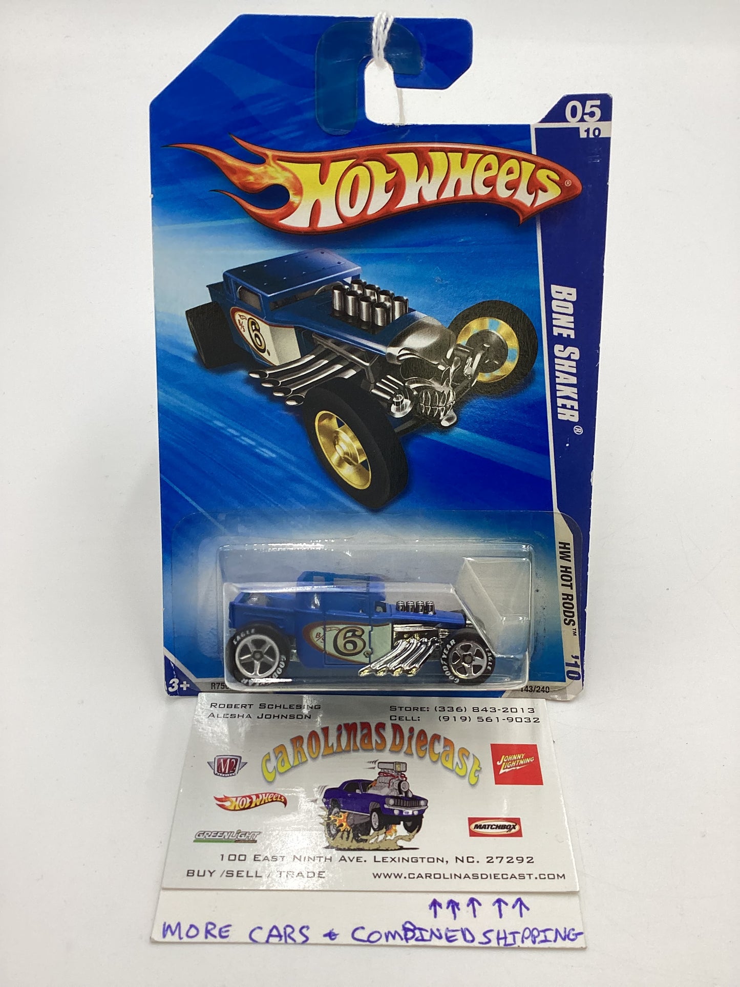 2010 Hot Wheels #143 Bone Shaker Blue Goodyear Tires Walmart Exclusive 234B