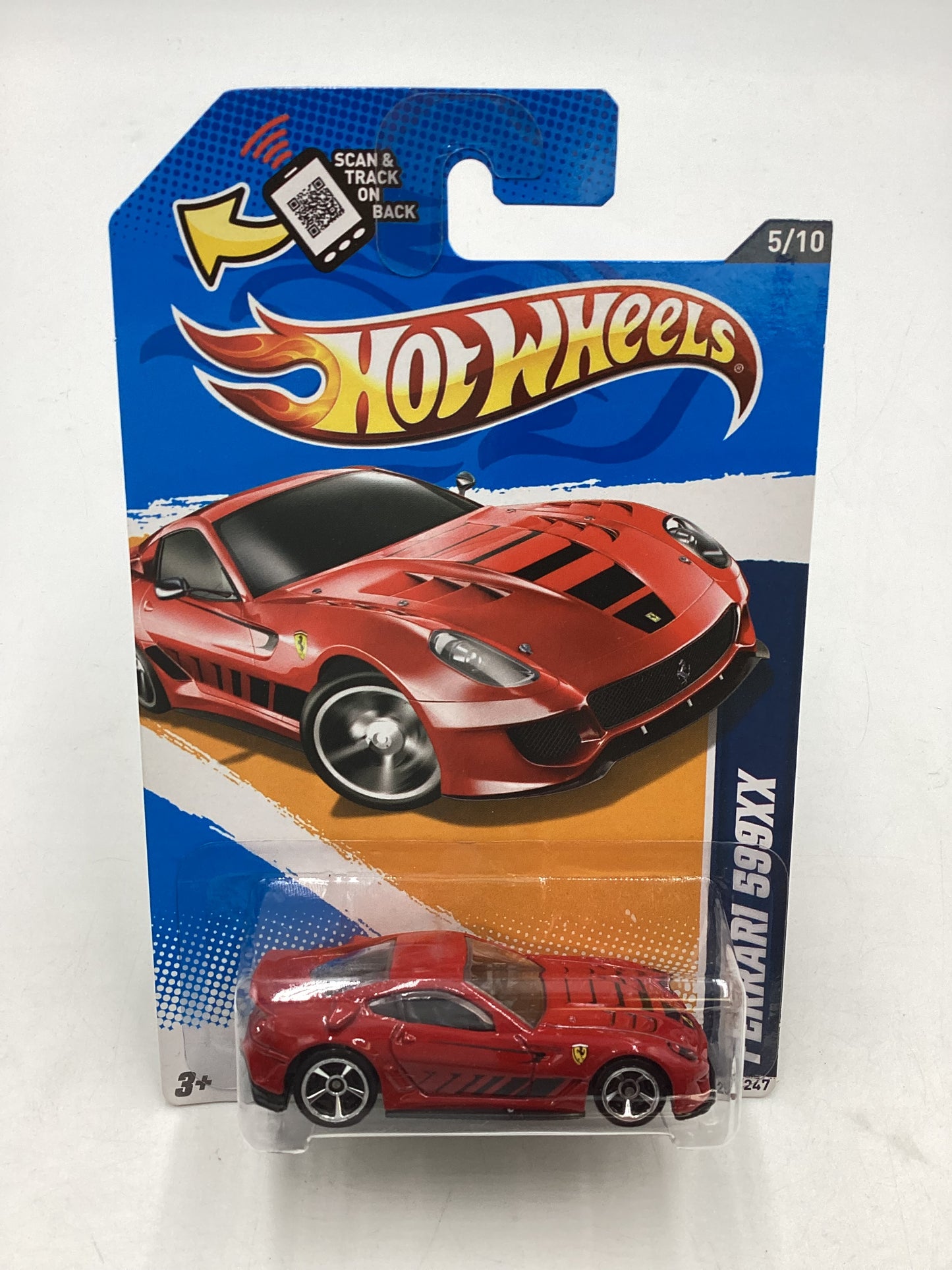 2012 Hot wheels #125 Red Ferrari 599XX with protector