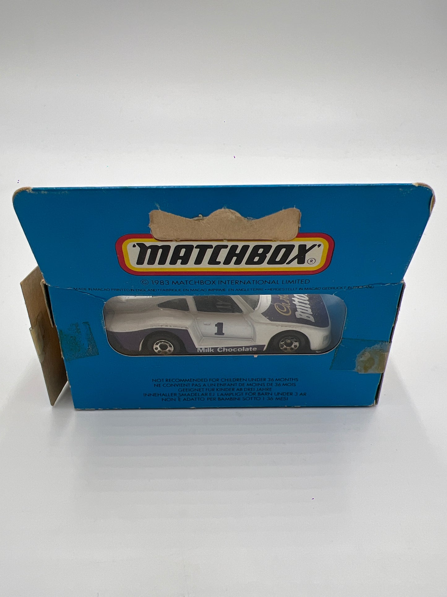 Matchbox Unpunched #41 Cadburys Buttons Racing Porsche 935 #1 White (Box Opened)