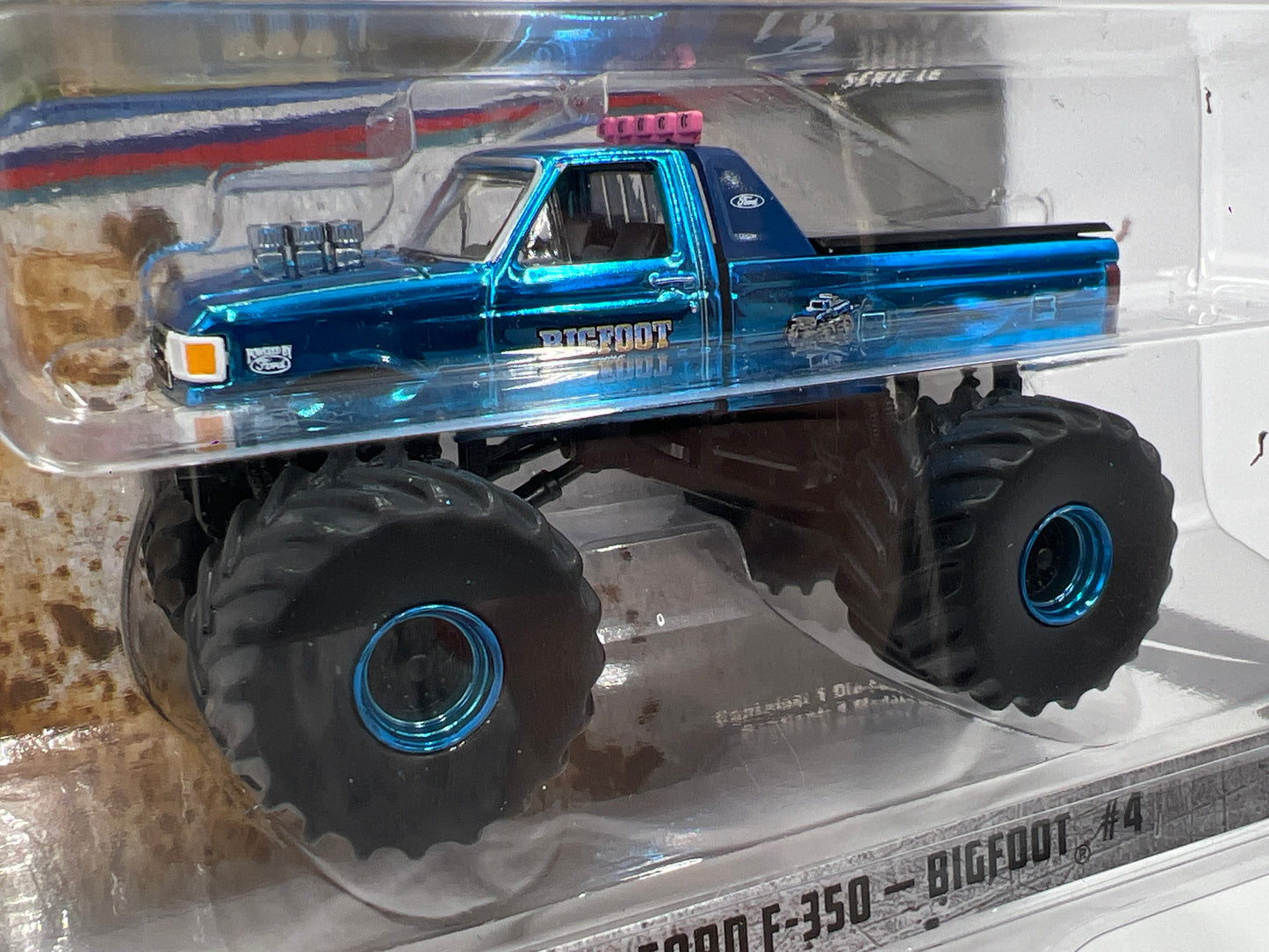 Greenlight Kings of Crunch Series 16 Walmart CHASE 1990 Ford F-350 Bigfoot #4 Chrome Blue