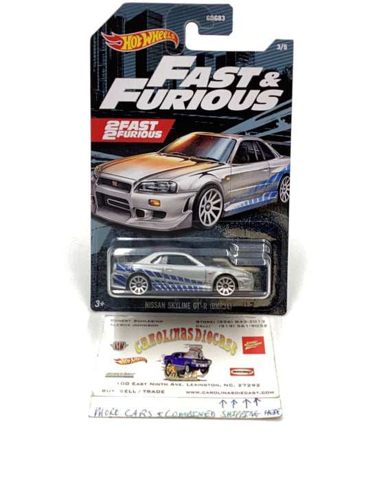 2021 Hot wheels fast and furious Nissan skyline GT-R BNR34 3/5 W/ protector