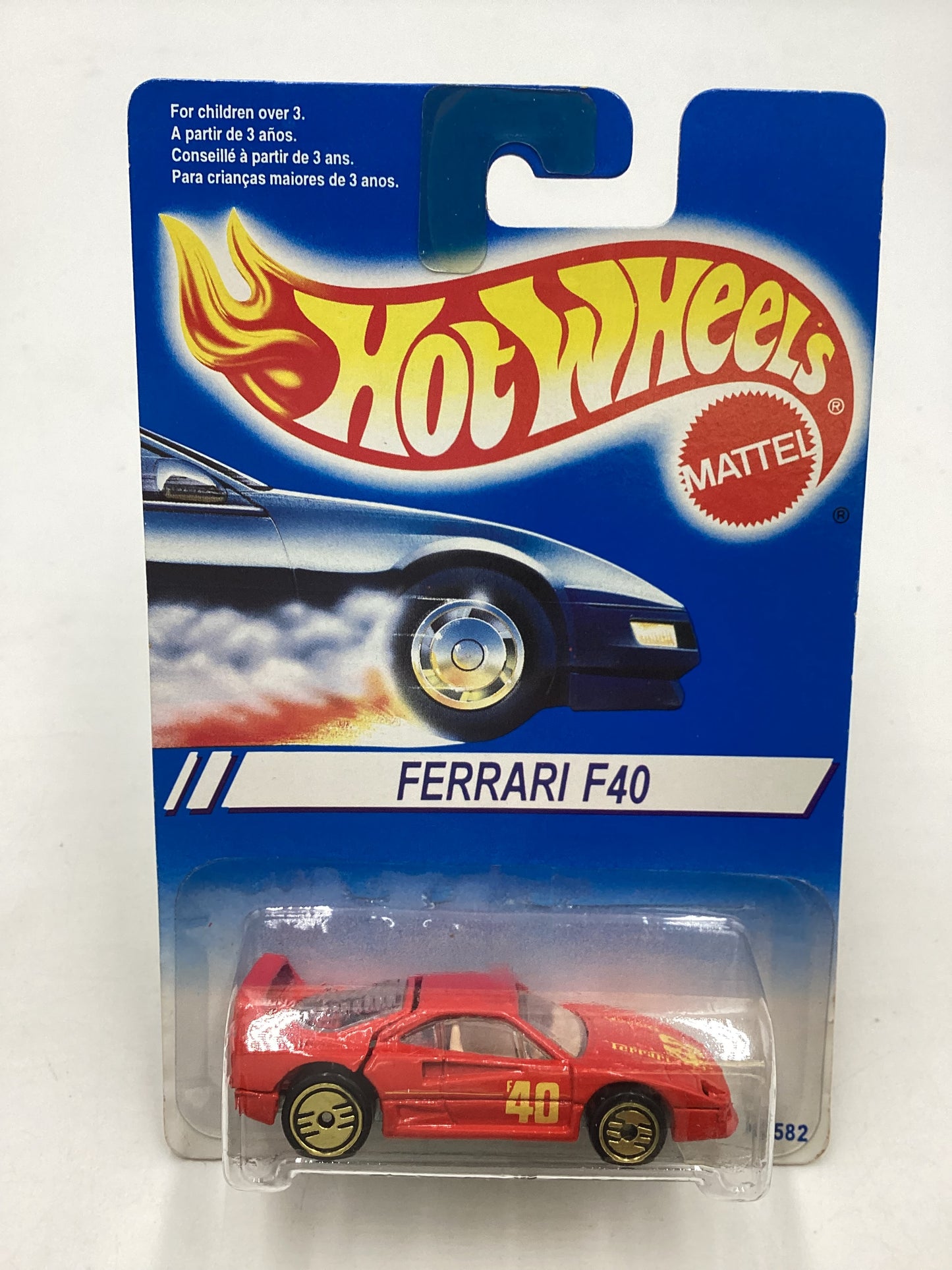 1994 Hot Wheels International Card 13582 Ferrari F40 Red Gold UH Wheels HTF with protector