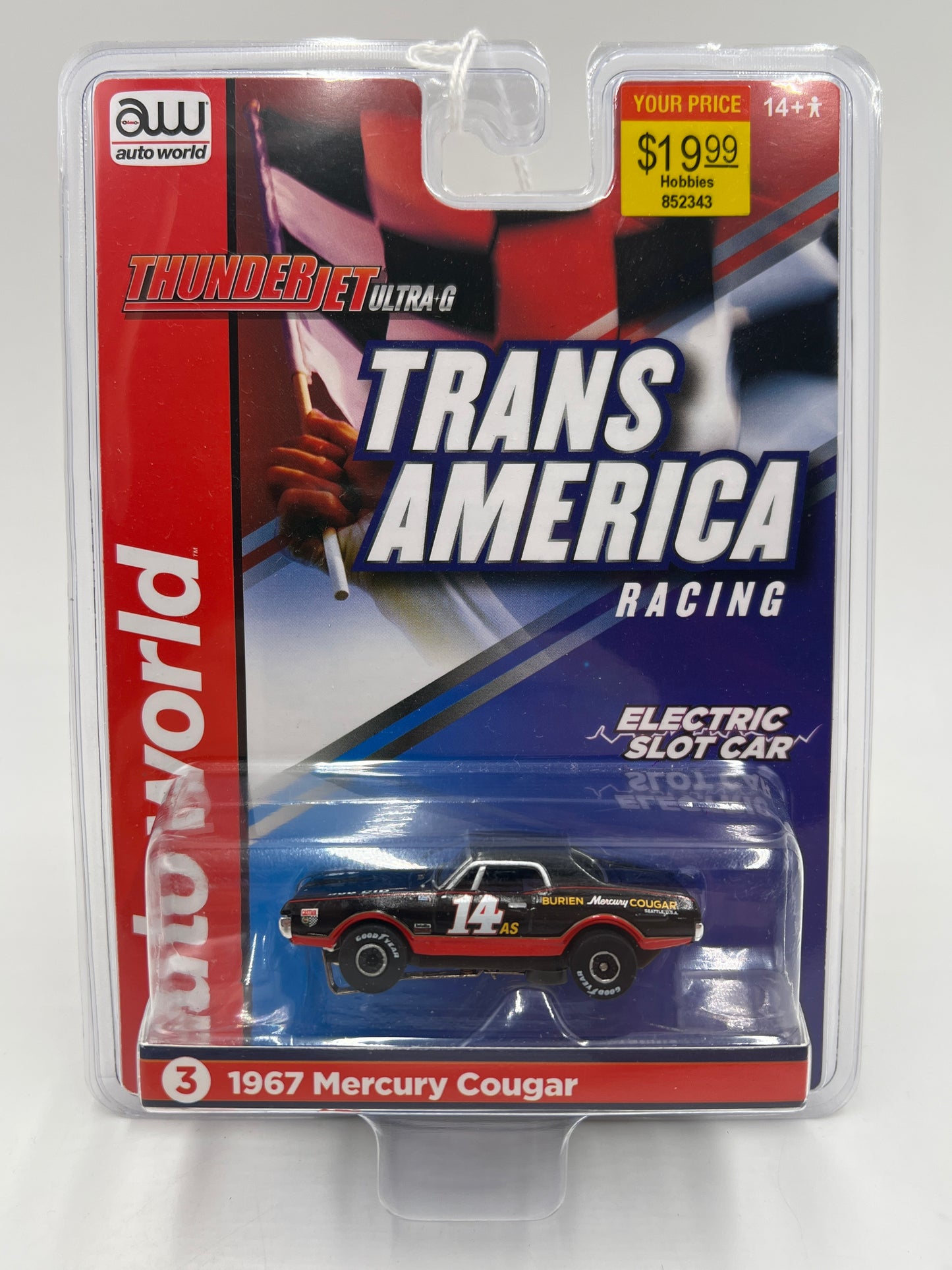 Auto World Thunderjet Ultra G #3 1967 Mercury Cougar Electric Slot Car Black