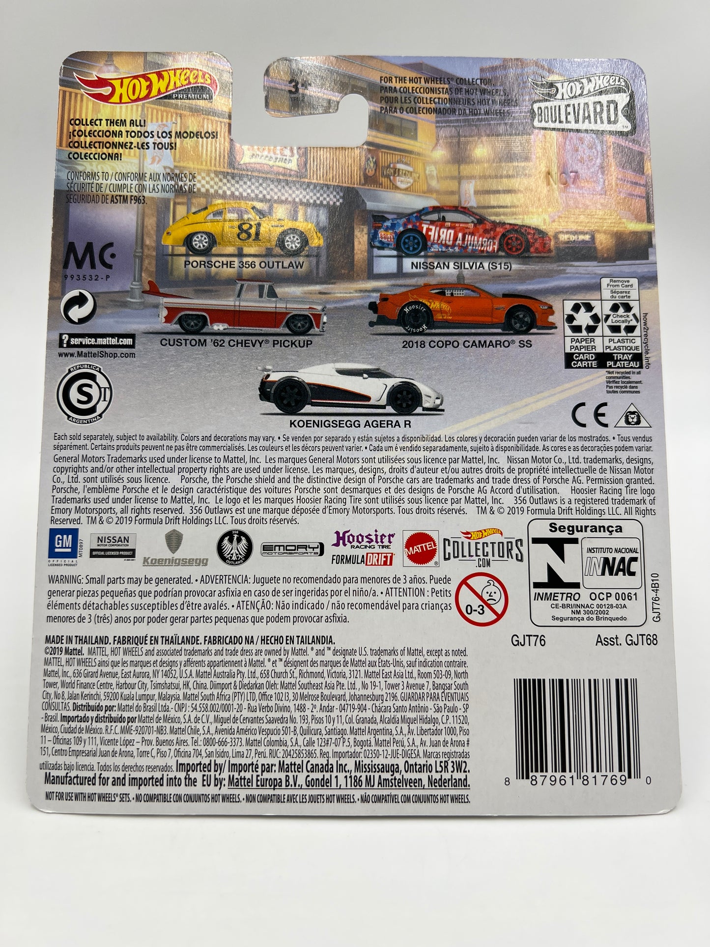 Hot Wheels Premium Boulevard #9 2018 Copo Camaro SS Orange W/Protector