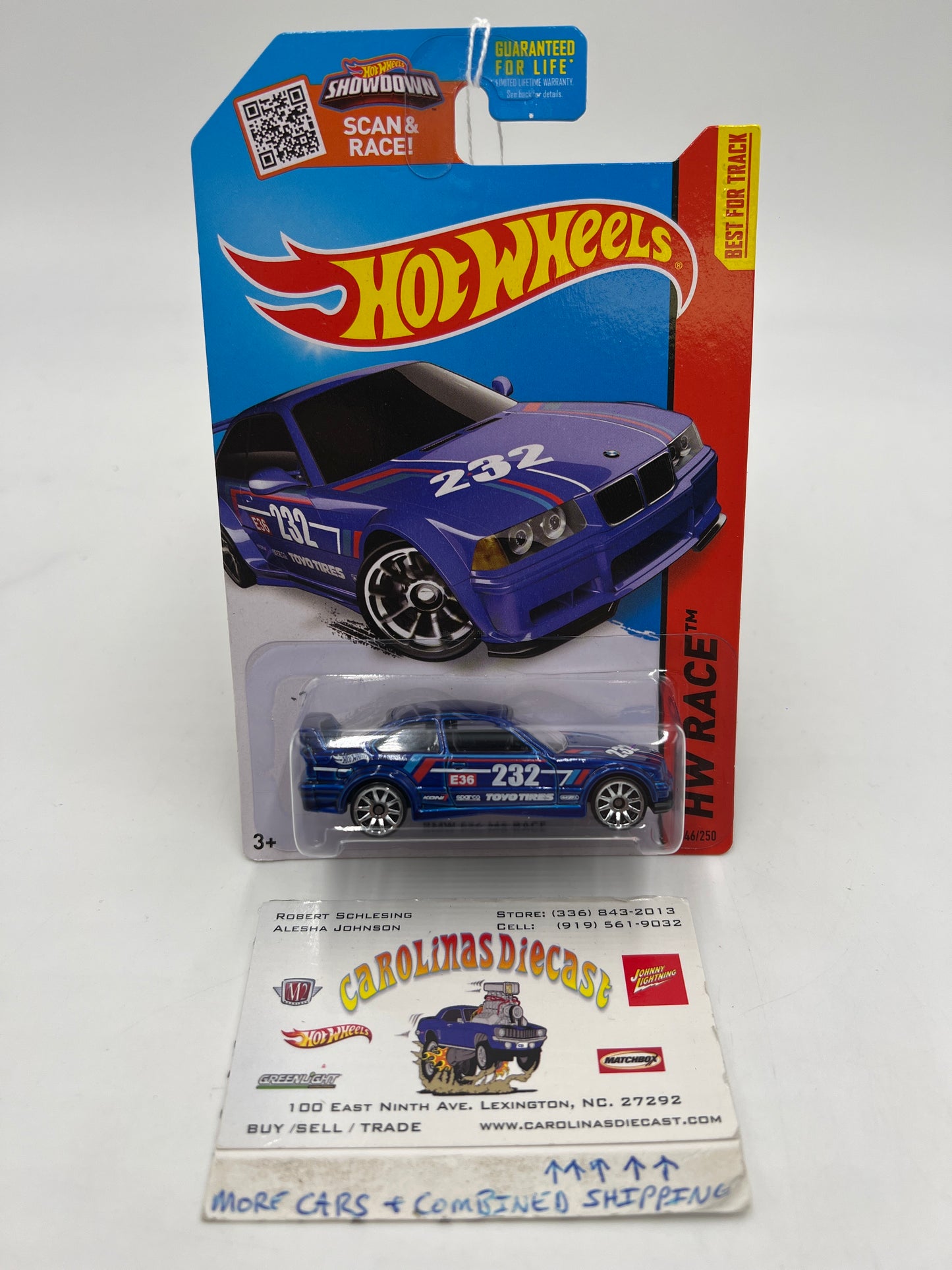 2015 Hot Wheels Race #146 BMW E36 M3 Race Blue 108A