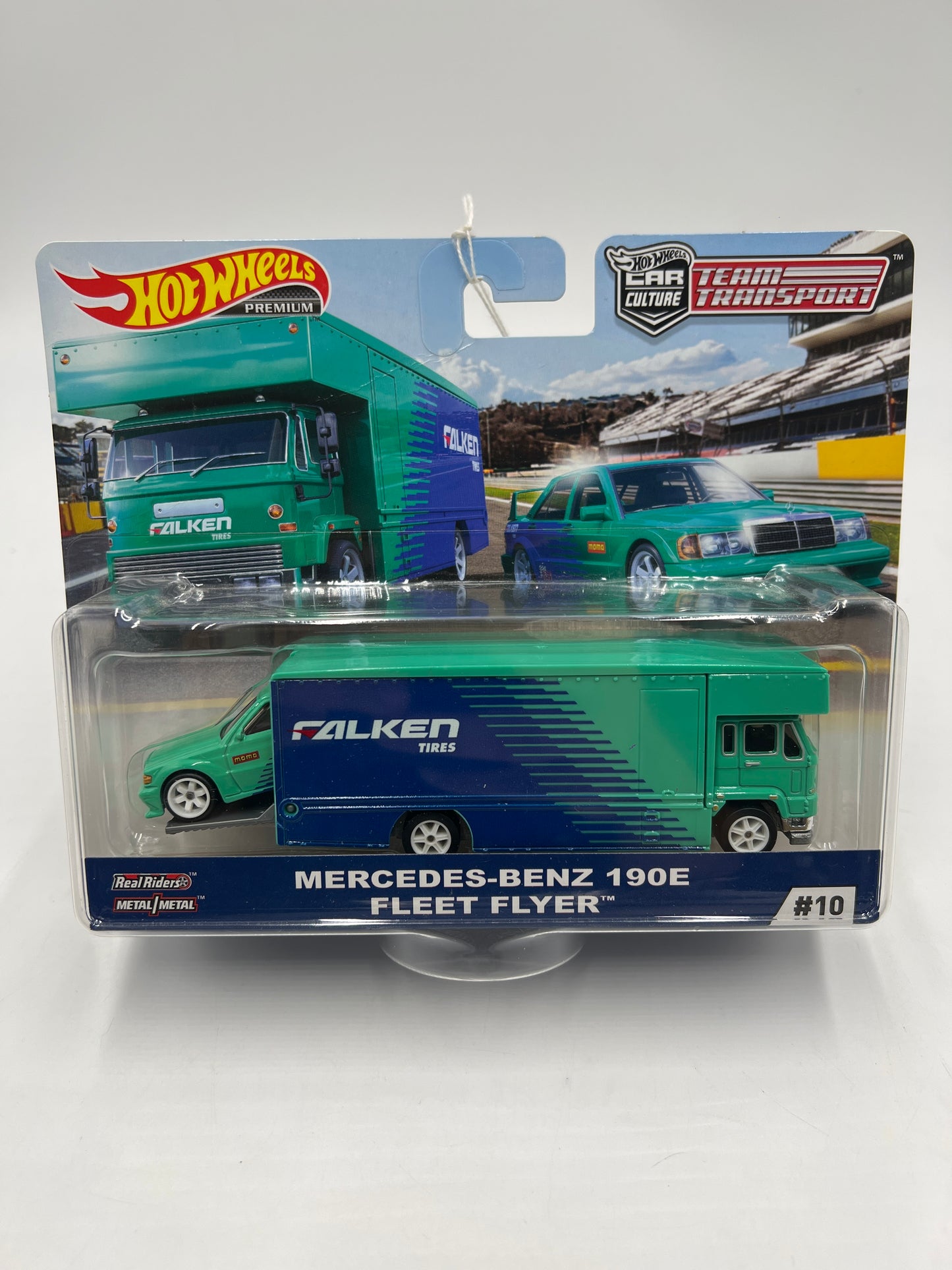 Hot Wheels Team Transport #10 Mercedes-Benz 190E & Fleet Flyer Falken Bad Card 281D