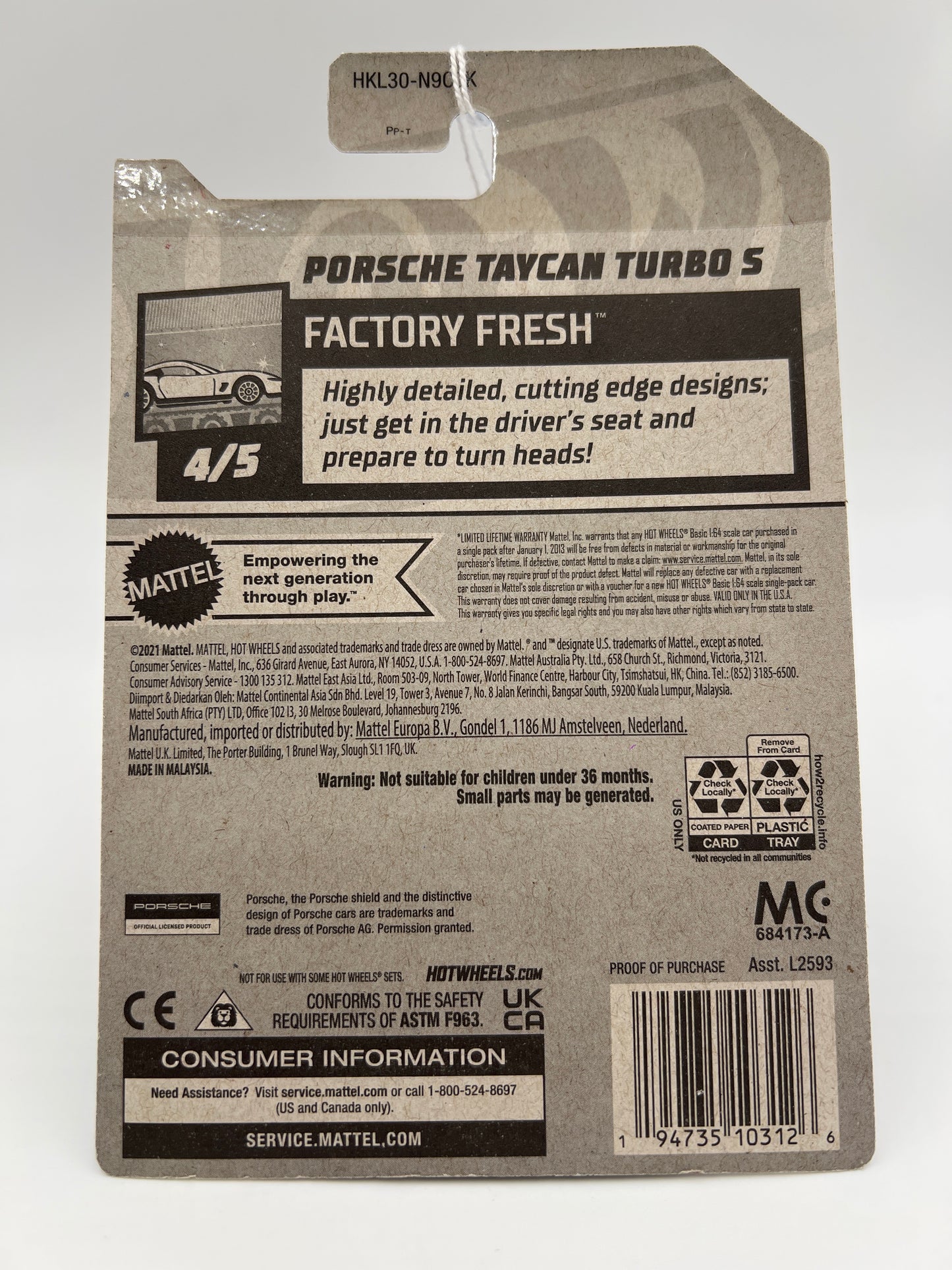 2023 Hot Wheels Walmart Exclusive Zamac 8 #149 Porsche Taycan Turbo S 144C