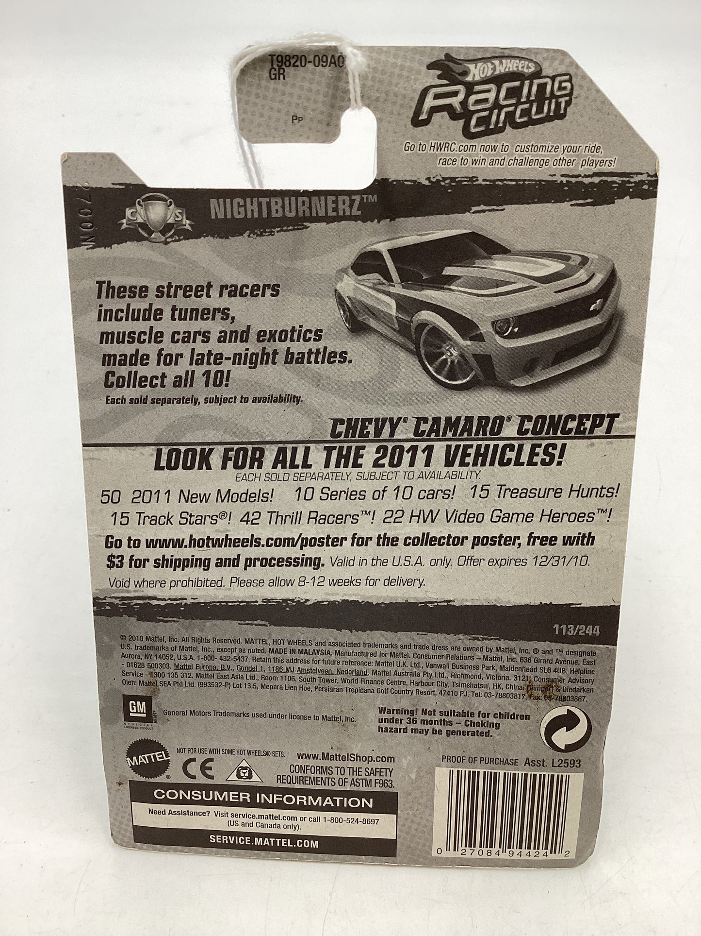 2011 Hot wheels #113Teal Camaro Convertible Concept 16G