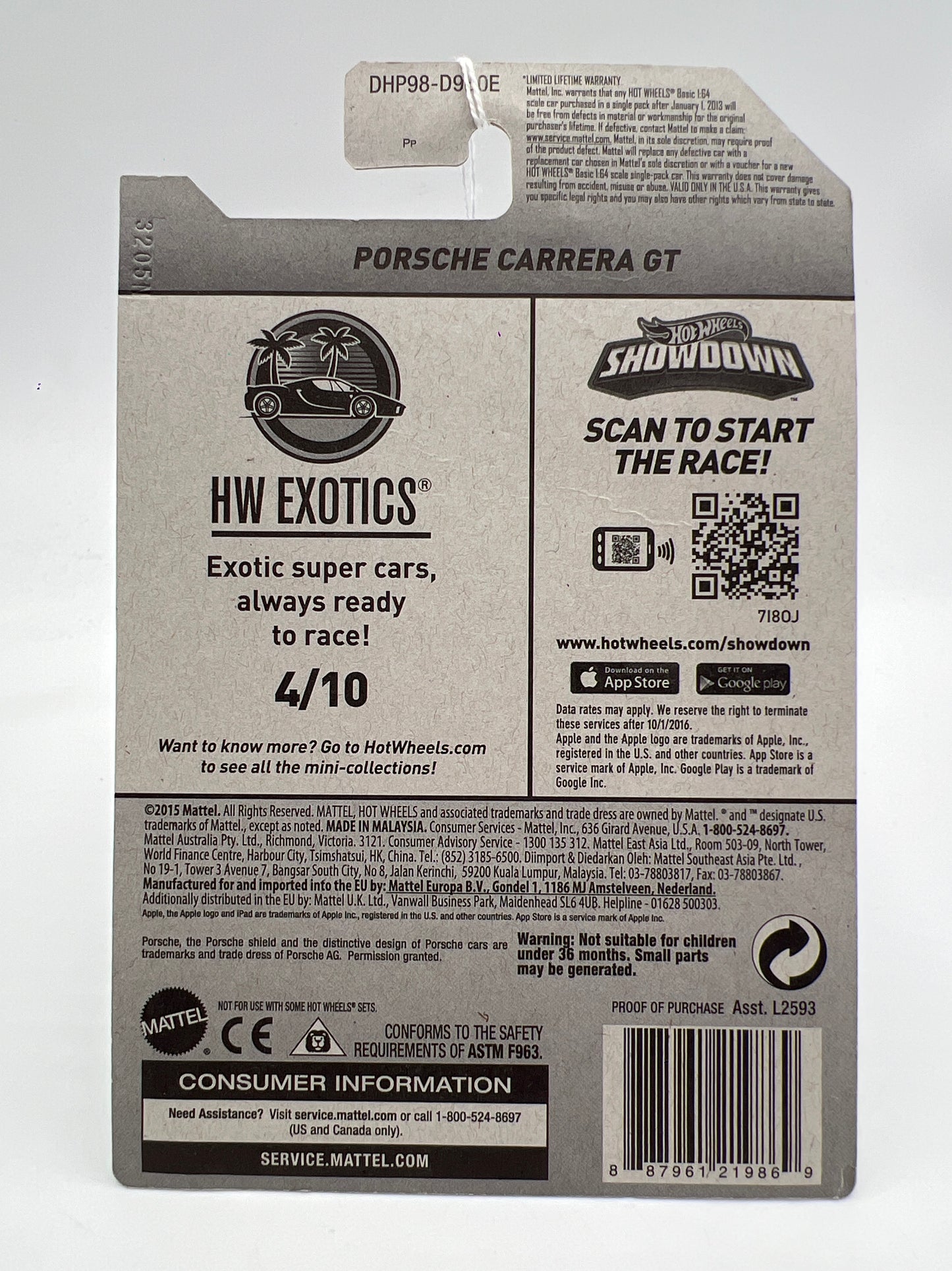 2016 Hot Wheels Exotics #74 Porsche Carrera GT Matte Black