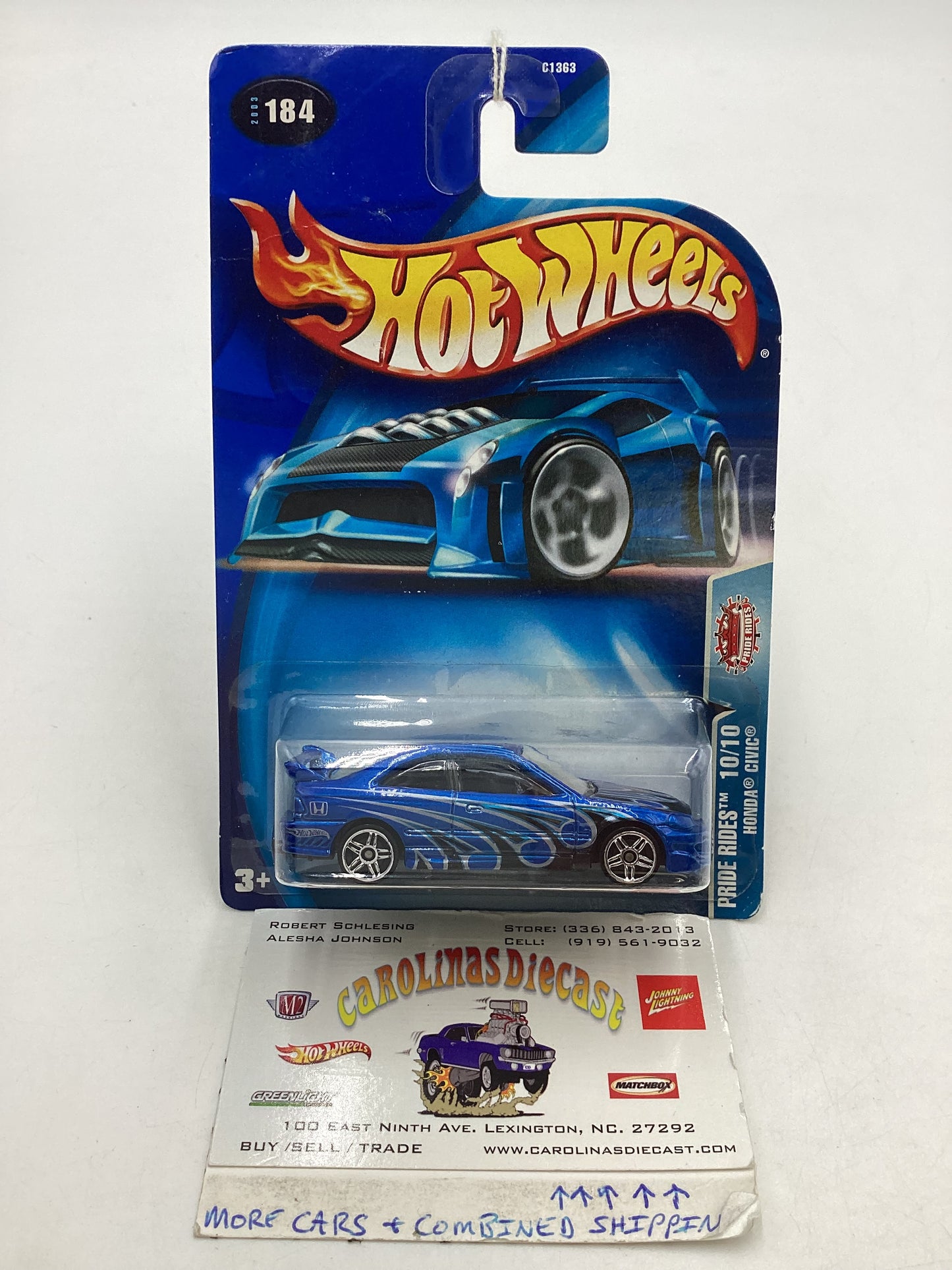 2003 Hot wheels #184 Blue Honda Civic 78C