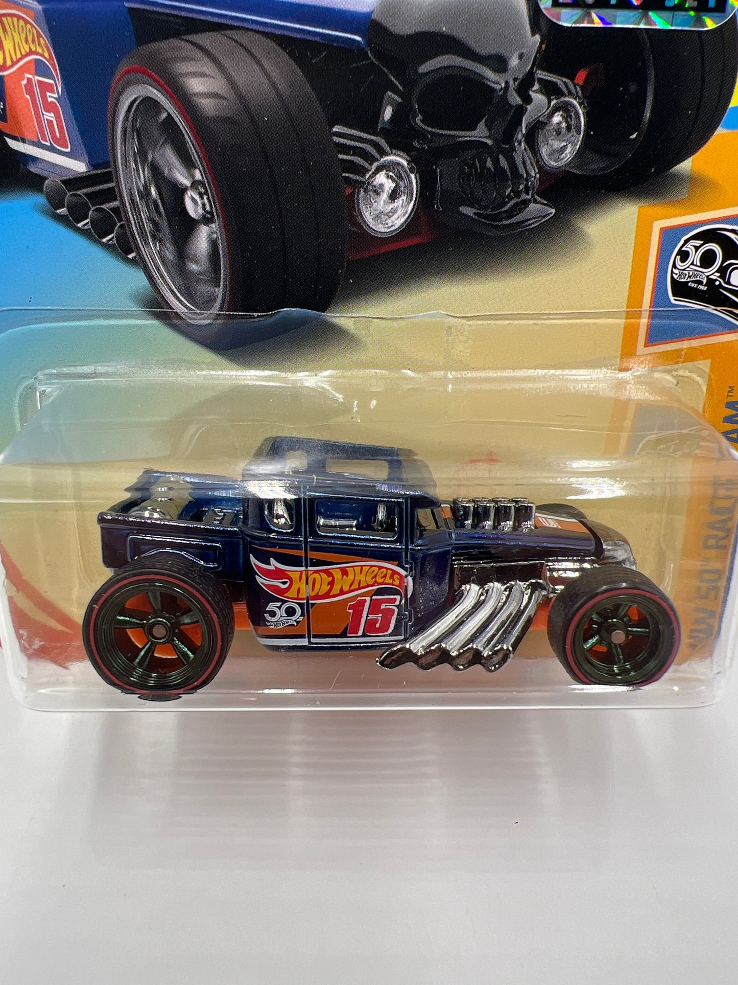 2018 Hot Wheels Factory Sealed Super Treasure Hunt Bone Shaker Blue Ultimate Chase W/Protector