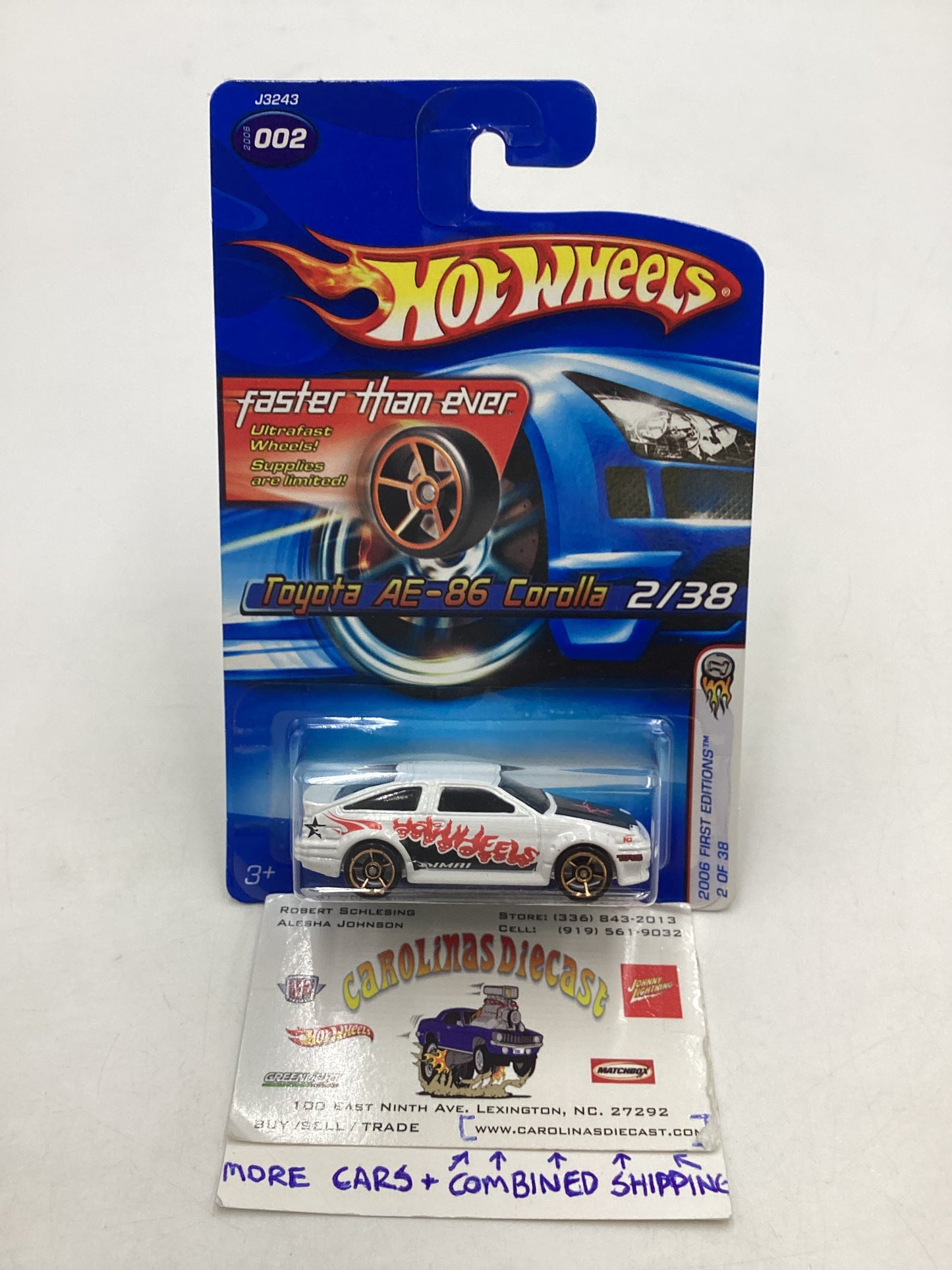 2006 Hot Wheels #2 Toyota AE 86 Corolla with protector