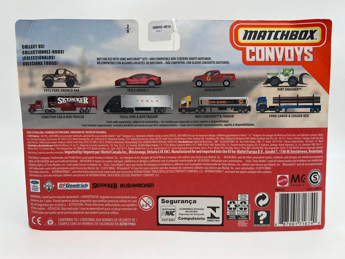 Matchbox Convoys #2 Tesla Semi/Box Trailer & Tesla Model S Red Card Not Perfect