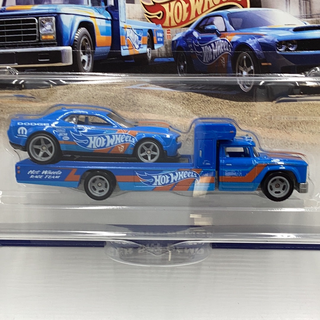 Hot wheels car culture team transport #30 18 Dodge Challenger SRT Demon Retro Rig 279E