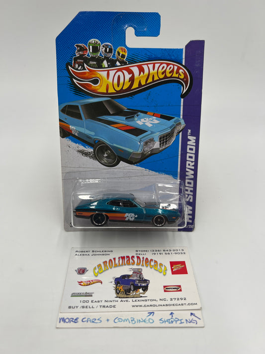 2013 Hot Wheels Super Treasure Hunt #242 72 Ford Gran Torino Sport Blue K&N W/Protector Crushed Blister