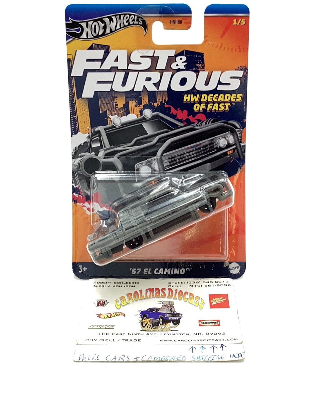 Hot Wheels Fast and Furious 67 El Camino HW Decades of Fast 1/5 157E