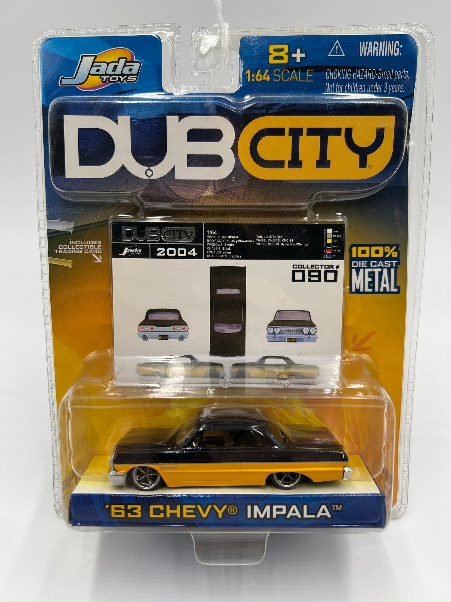 Jada Toys Dub City #90 63 Chevy Impala Yellow/Black 184F