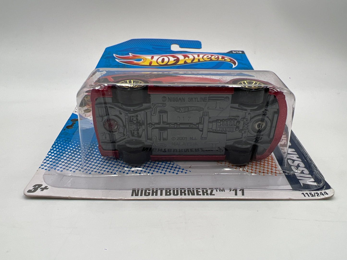 2011 Hot Wheels Nightburnerz #115 Nissan Skyline GT-R R32 Red W/Protector