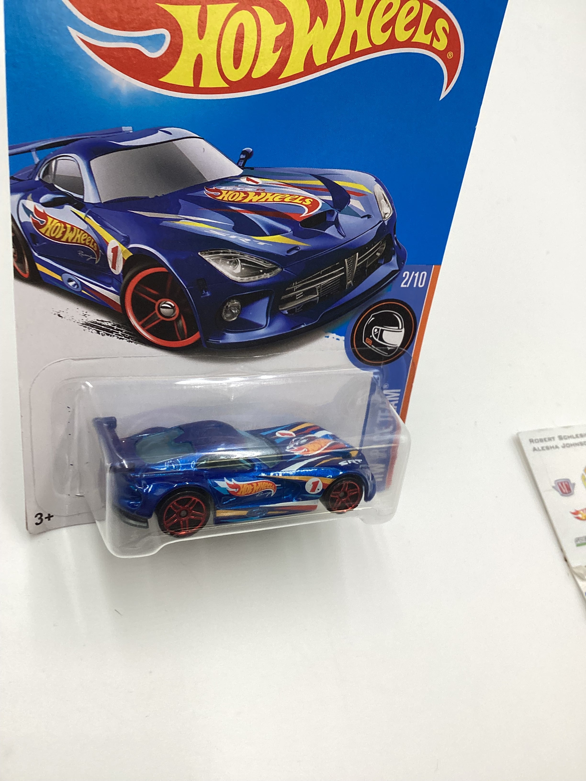 2016 Hot Wheels #2 SRT Viper GTS-R Blue Need For Speed Card 60F