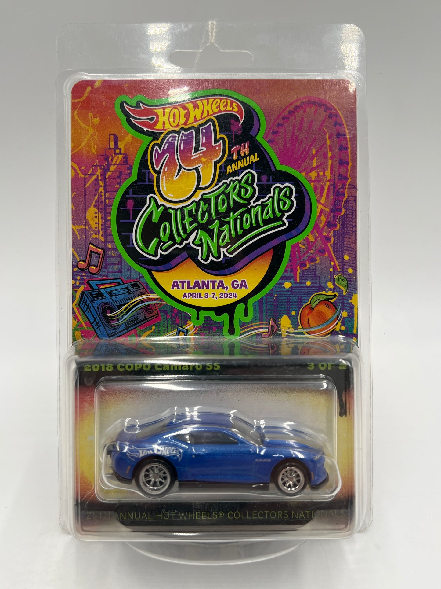 2024 Hot Wheels 24th Annual Collectors Nationals 3739/4000 2018 Copo Camaro SS Blue W/Protector