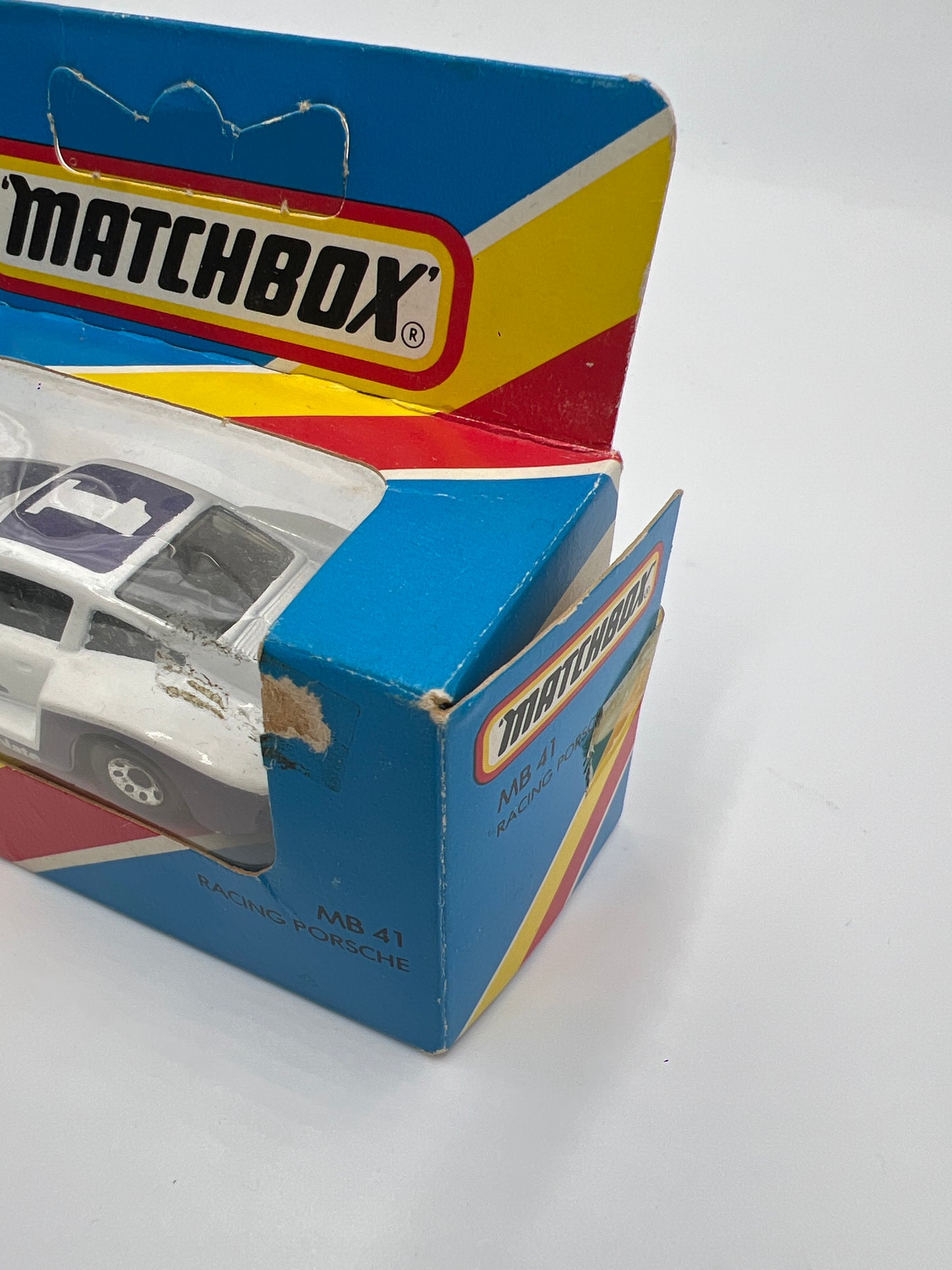 Matchbox Unpunched #41 Cadburys Buttons Racing Porsche 935 #1 White (Box Opened)