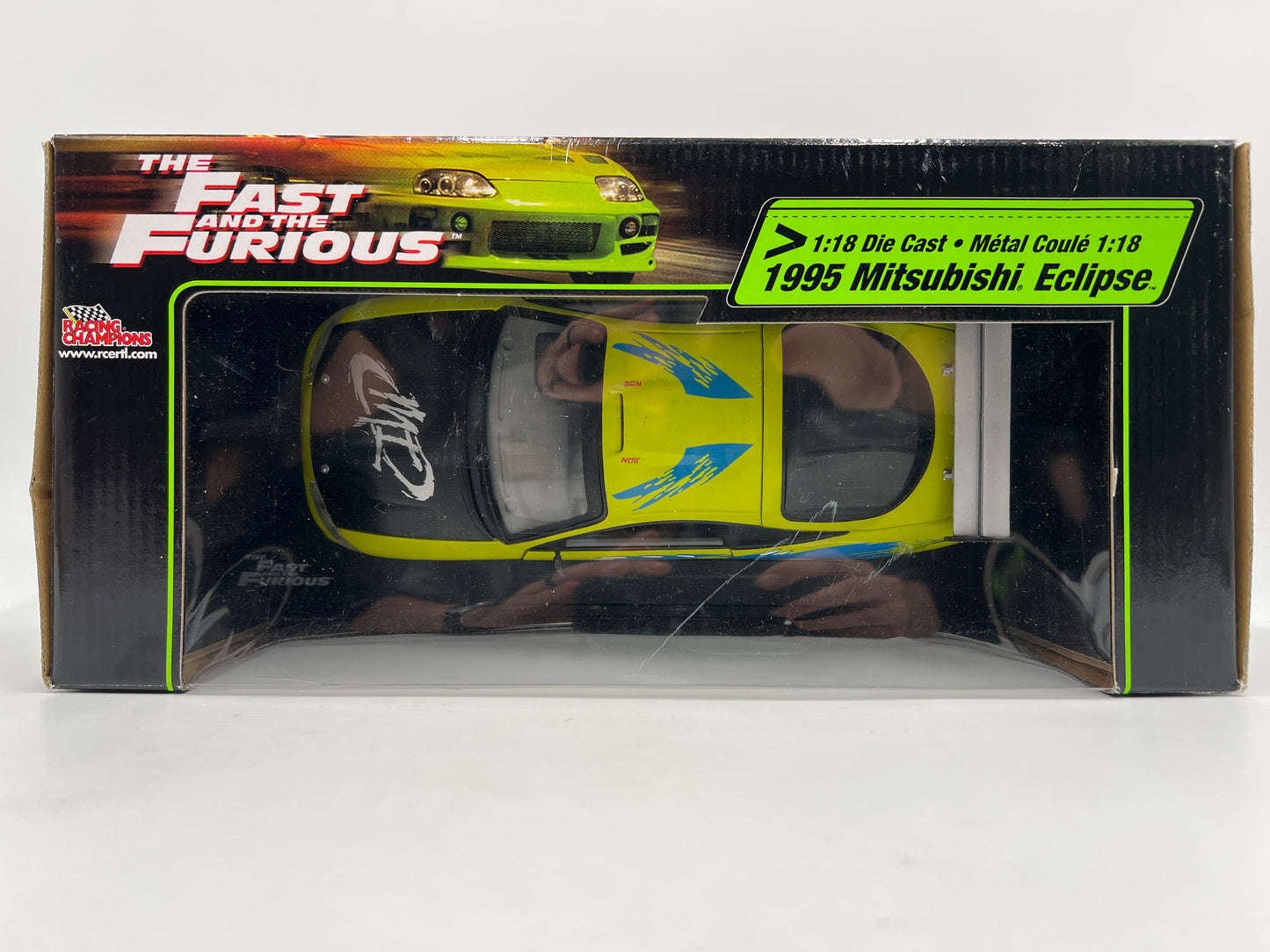 Racing Champions 1/18 Fast & Furious Street Glow 1995 Mitsubishi Eclipse Green VHTF Missing Mirror