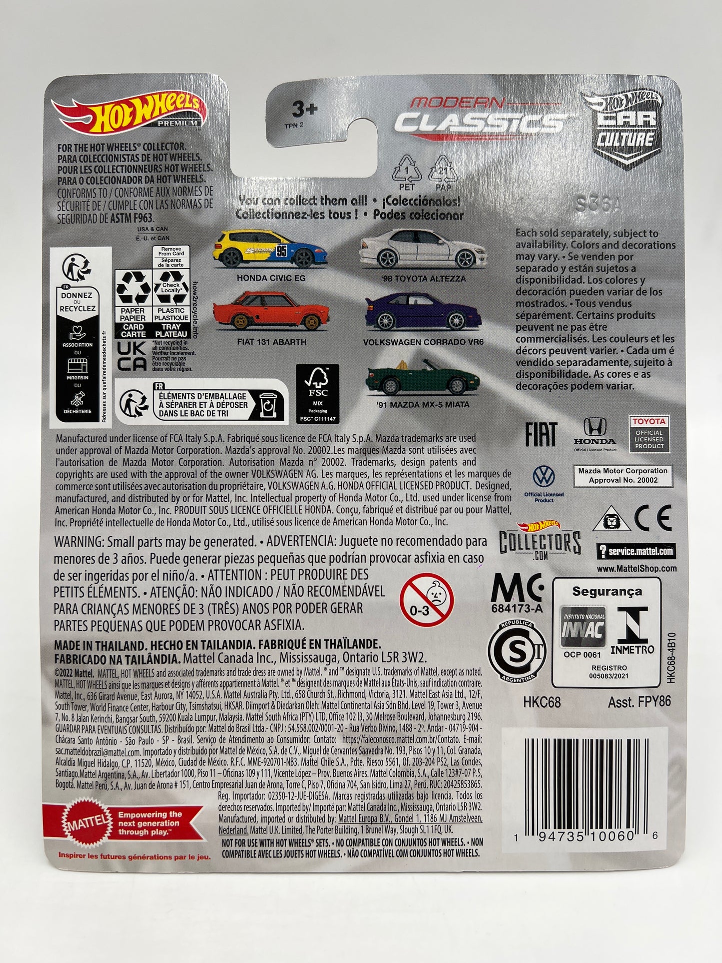 Hot Wheels Premium Modern Classics #5 91 Mazda MX-5 Miata Green 245D