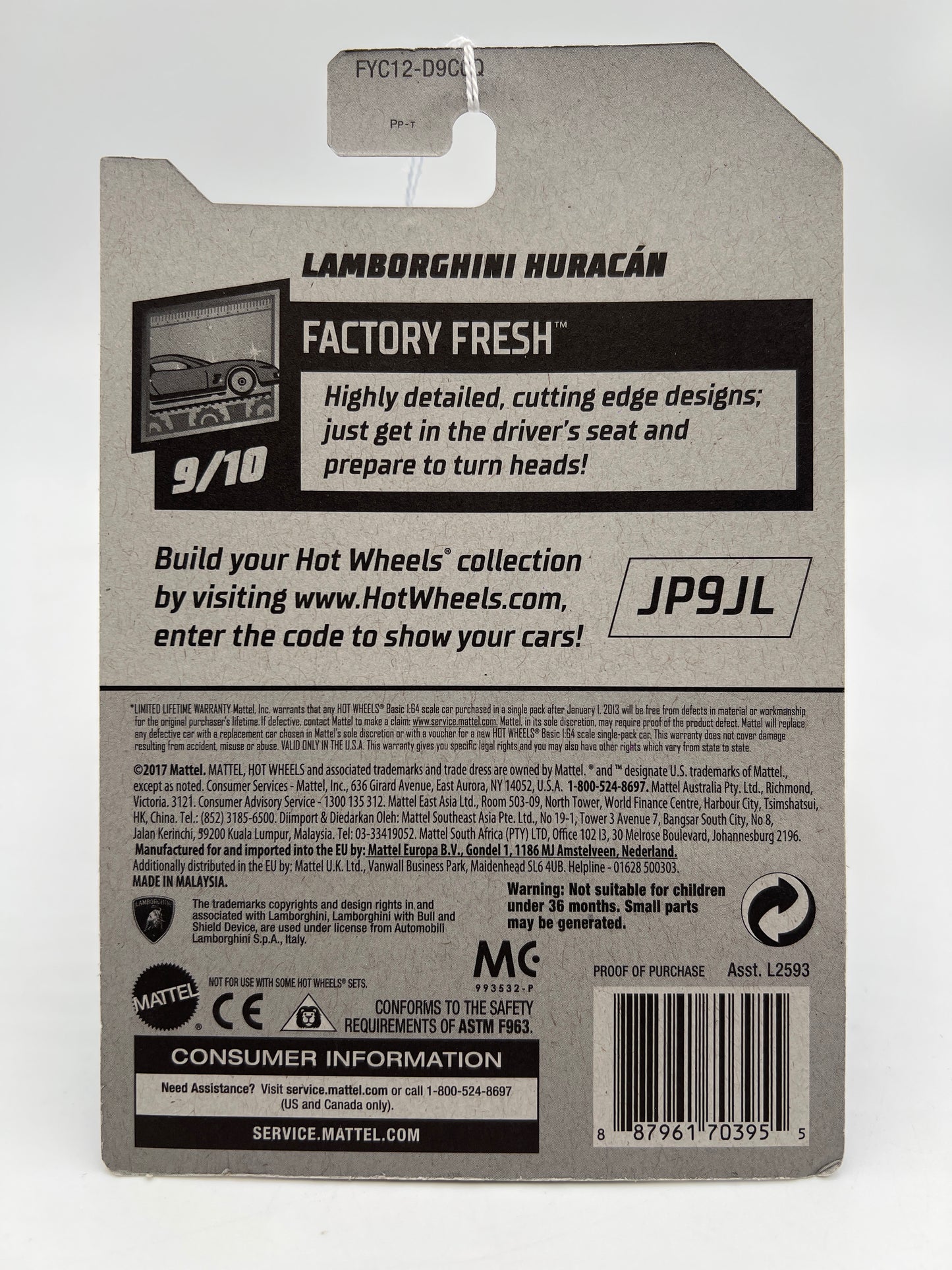 2019 Hot Wheels Factory Fresh #245 Lamborghini Huracan Light Gray 101E