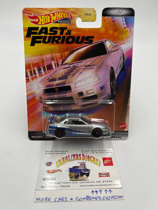 Hot Wheels Fast & Furious #4 Nissan Skyline GT-R BNR34 Silver W/Protector