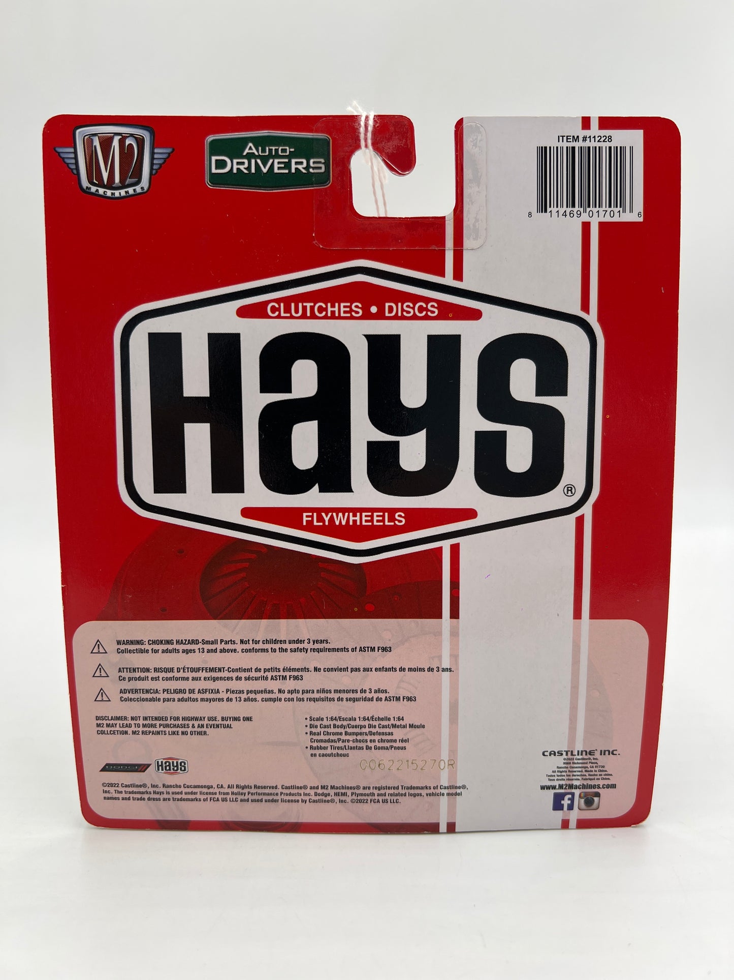 M2 Machines Auto-Drivers 1966 Dodge Charger 383 Red Hays R84 188N