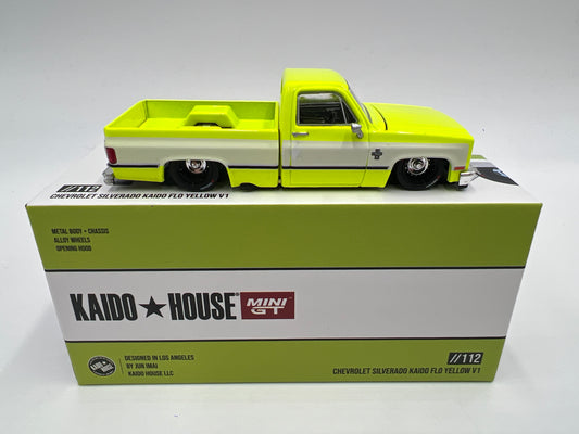 Mini GT x Kaido House #112 Chevrolet Silverado Kaido Flo Yellow V1