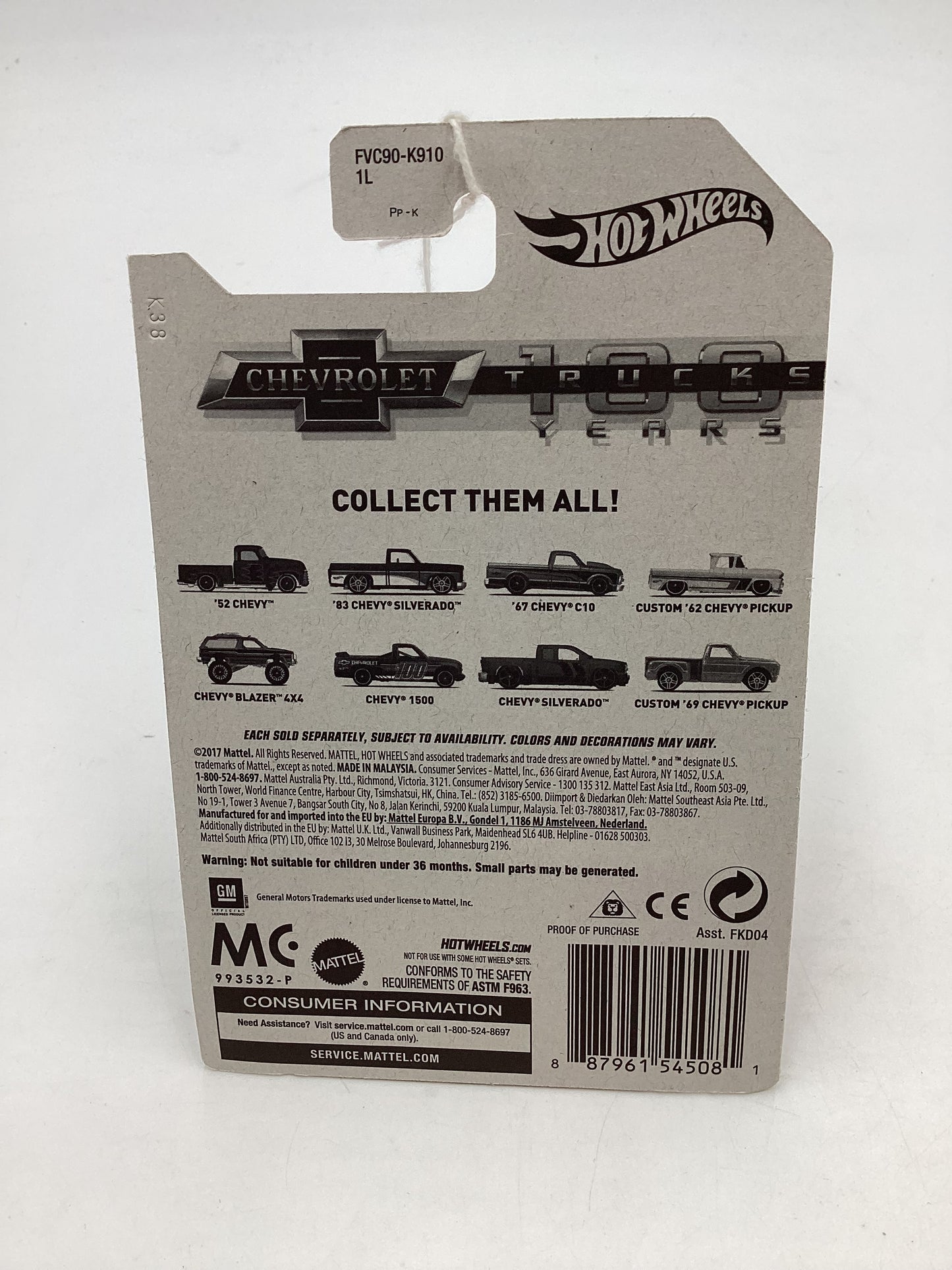 Hot Wheels Walmart 100 Years Chevy #8 Custom 69 Chevy Pickup Orange 161Q