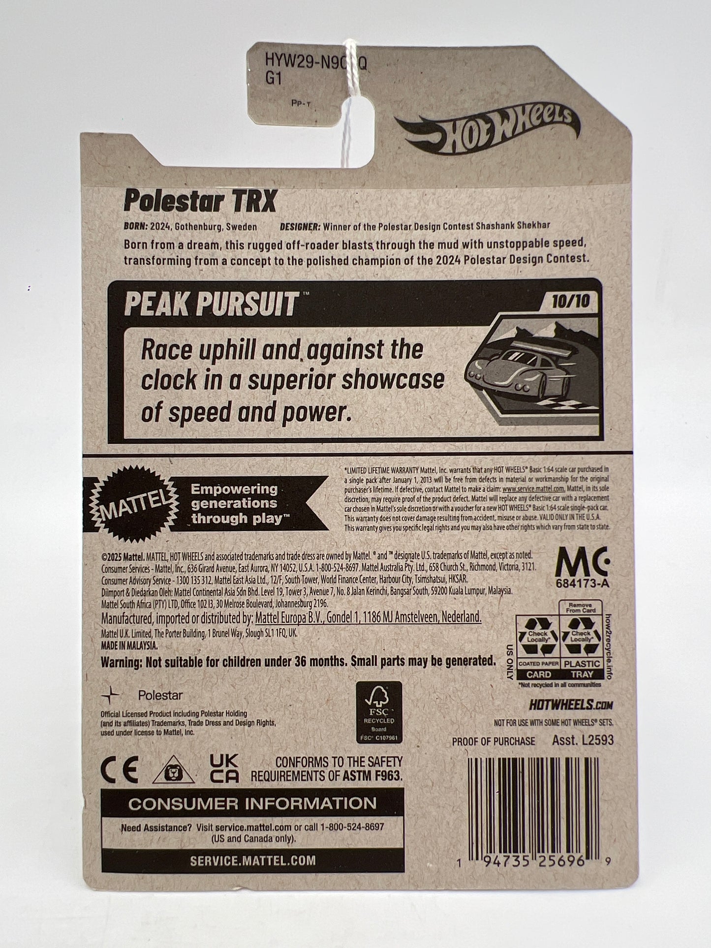 2025 Hot Wheels Q Case Peak Pursuit #248 Polestar TRX Gray 119H