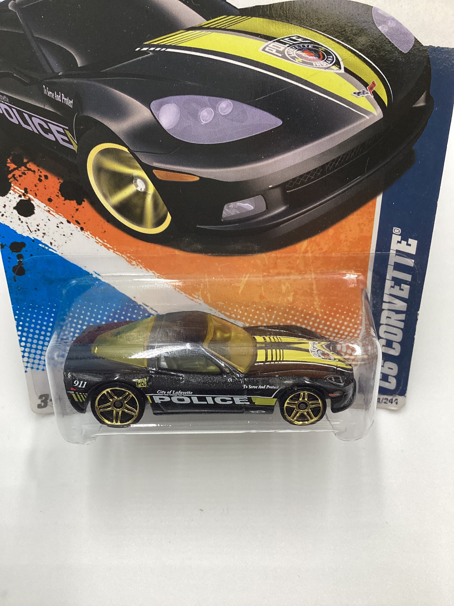 2011 Hot Wheels #164 C6 Corvette Police Black 14E