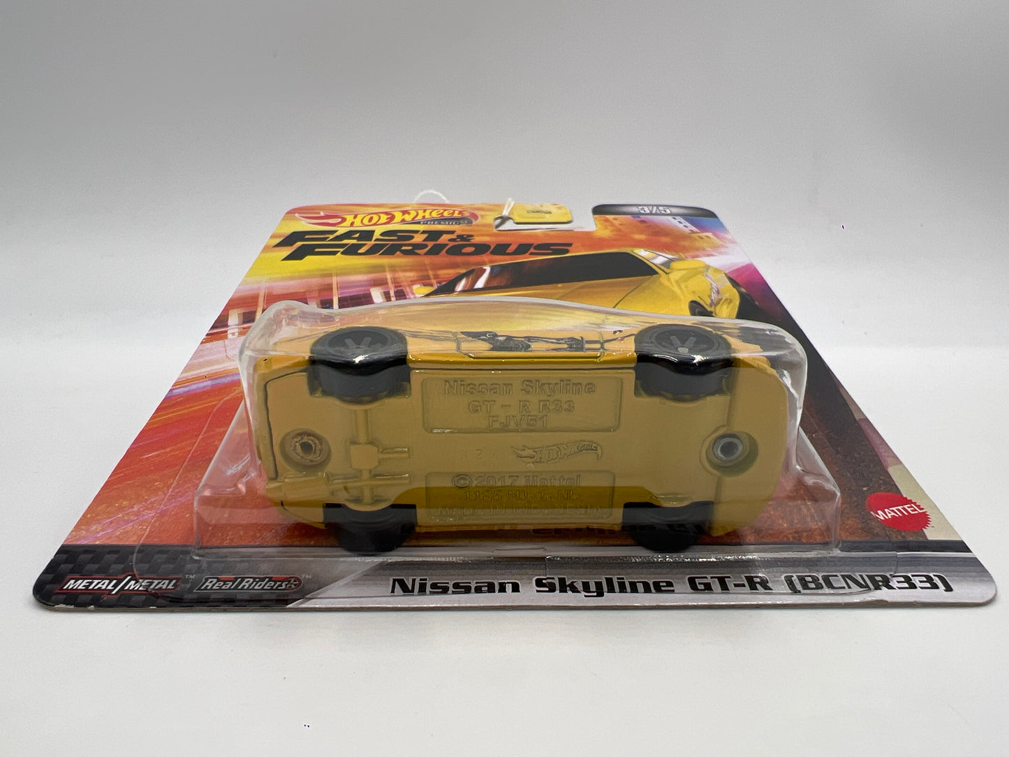 Hot Wheels Premium Fast & Furious #3 Nissan Skyline GT-R BCNR33 Yellow W/Protector