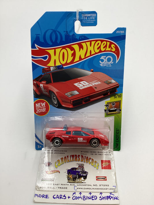 2018 Hot Wheels #217 Lamborghini Countach Pace Car Red 102C