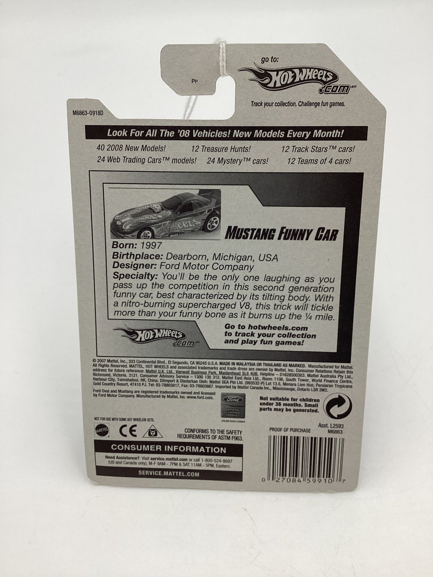 2008 Hot Wheels HW Team: Drag Racing #157 Mustang Funny Car Matte Black 35F