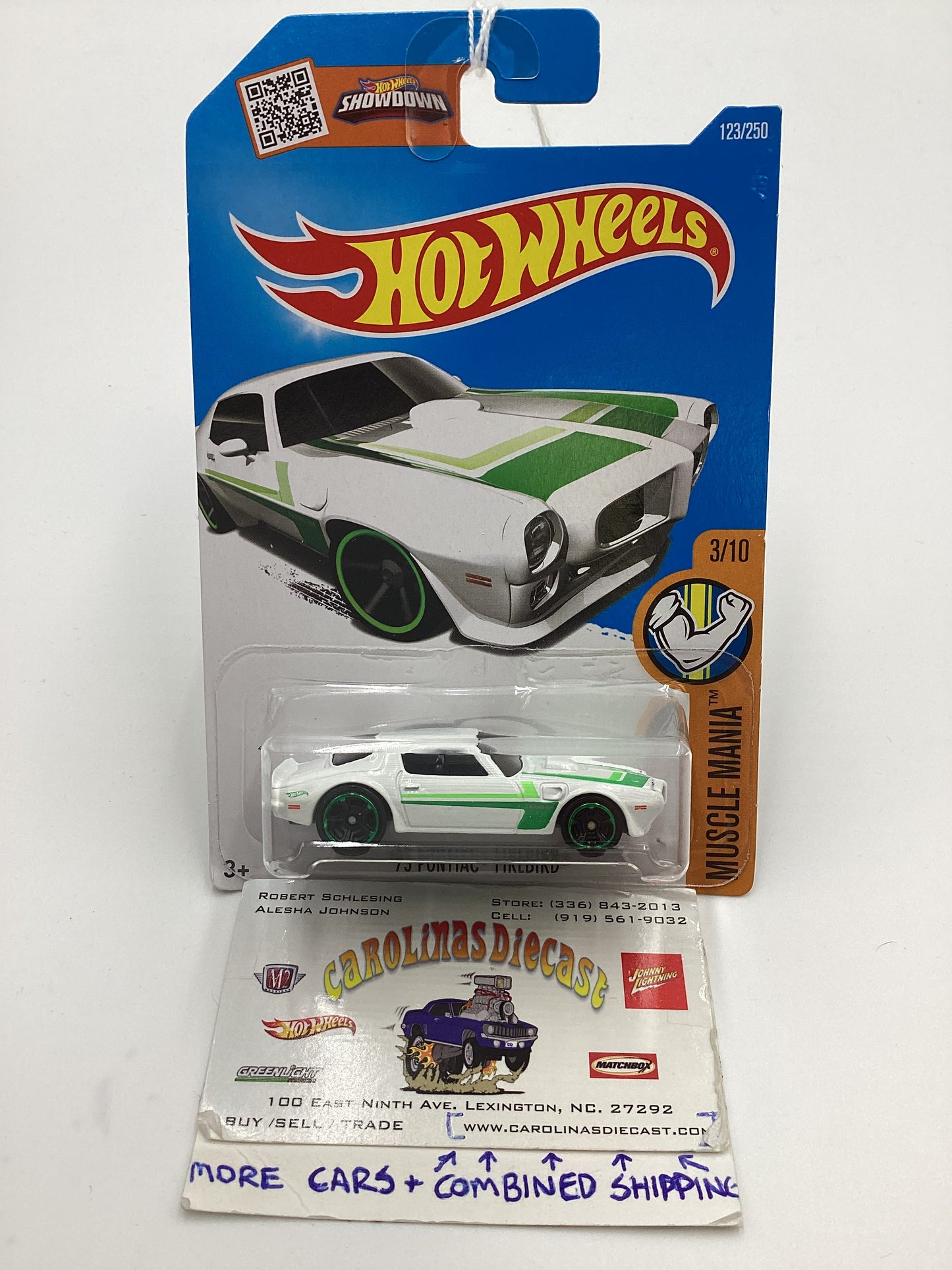 2019 Hot Wheels #123 73 Pontiac Firebird White Intl. Card 47G