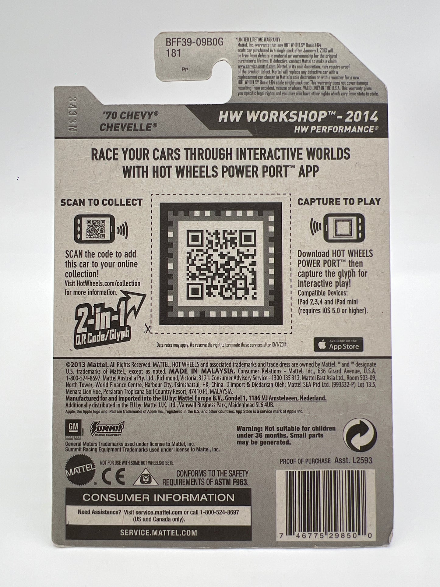 2014 Hot Wheels Super Treasure Hunt #243 70 Chevy Chevelle Summit Purple W/Protector