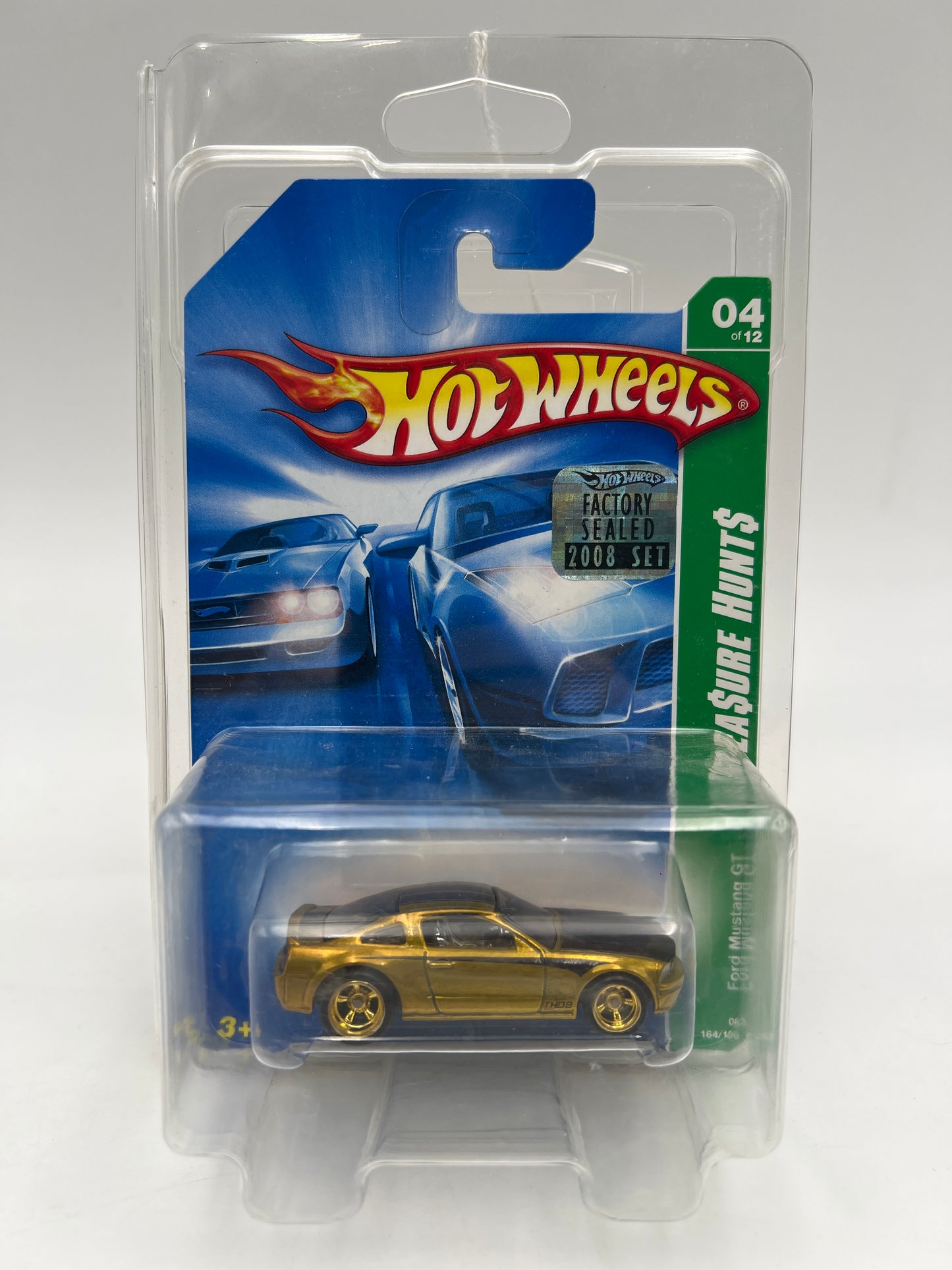2008 Hot Wheels Factory Sealed Super Treasure Hunt #164 Ford Mustang GT Gold W/Protector